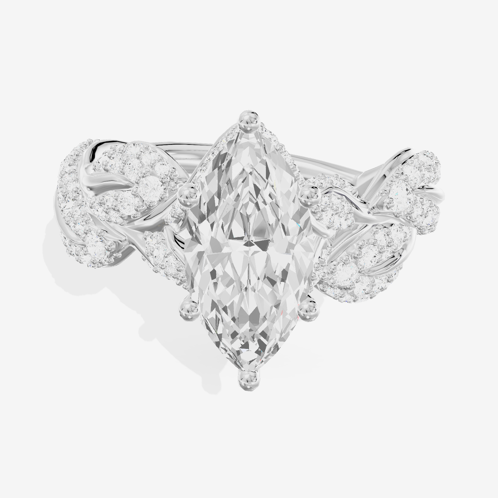 Luxe Eversince Marquise Engagement Ring with Side Stones (1/2 ct. tw.) in 18K White Gold