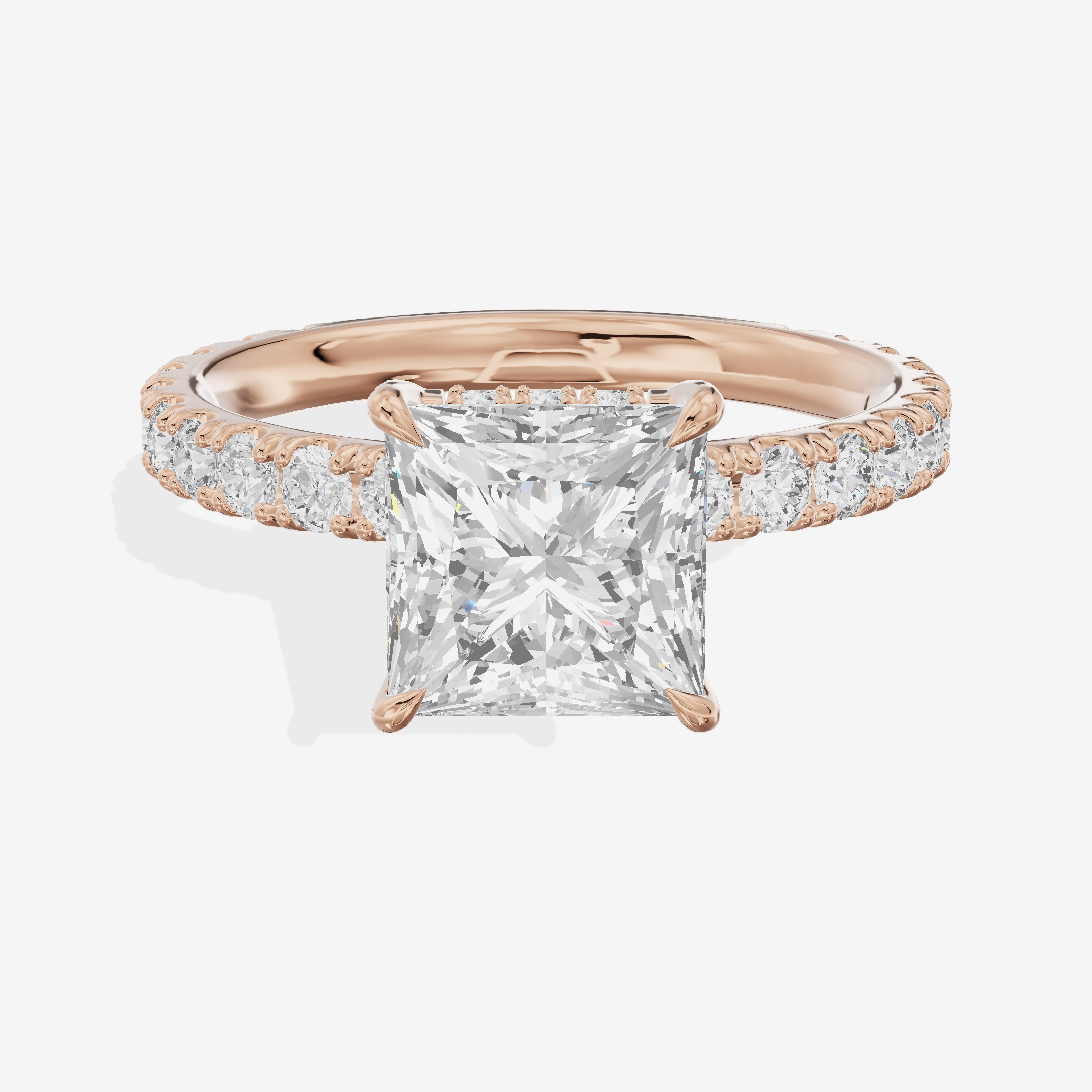 Grand Coeurine Princess Engagement Ring with Side Stones (3/5 ct. tw.) in 18K Rose Gold