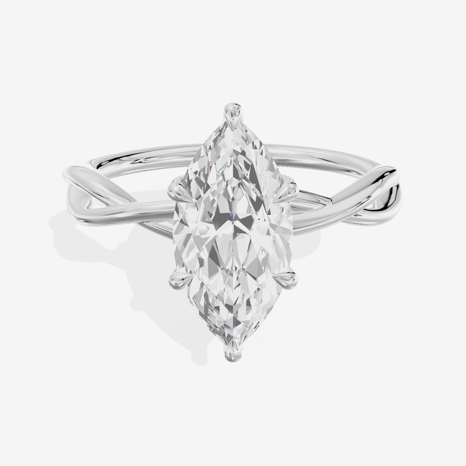 Twined Sincere Marquise Twisted Engagement Ring in Platinum
