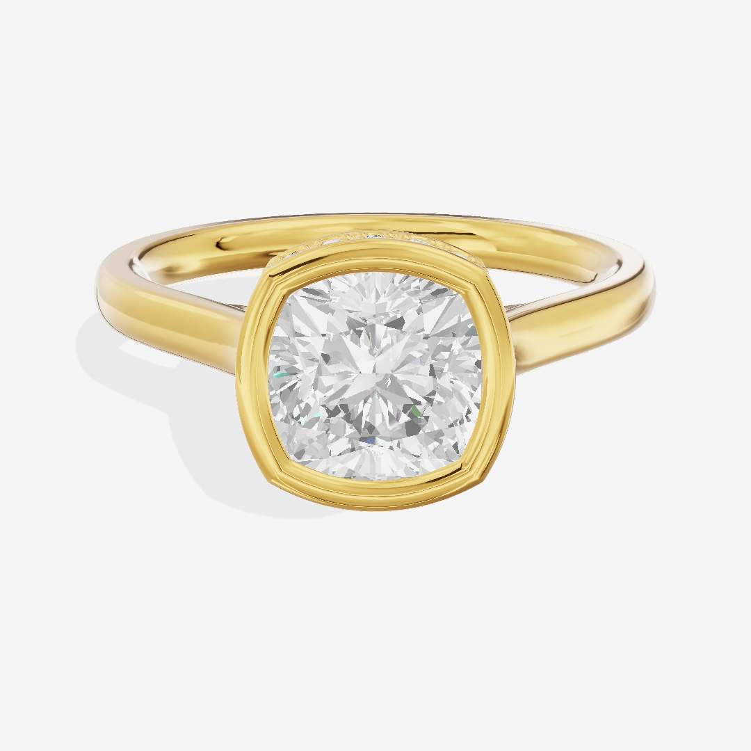 Sincere Hidden Halo Cushion Engagement Ring (1/6 ct. tw.) in 14K Yellow Gold