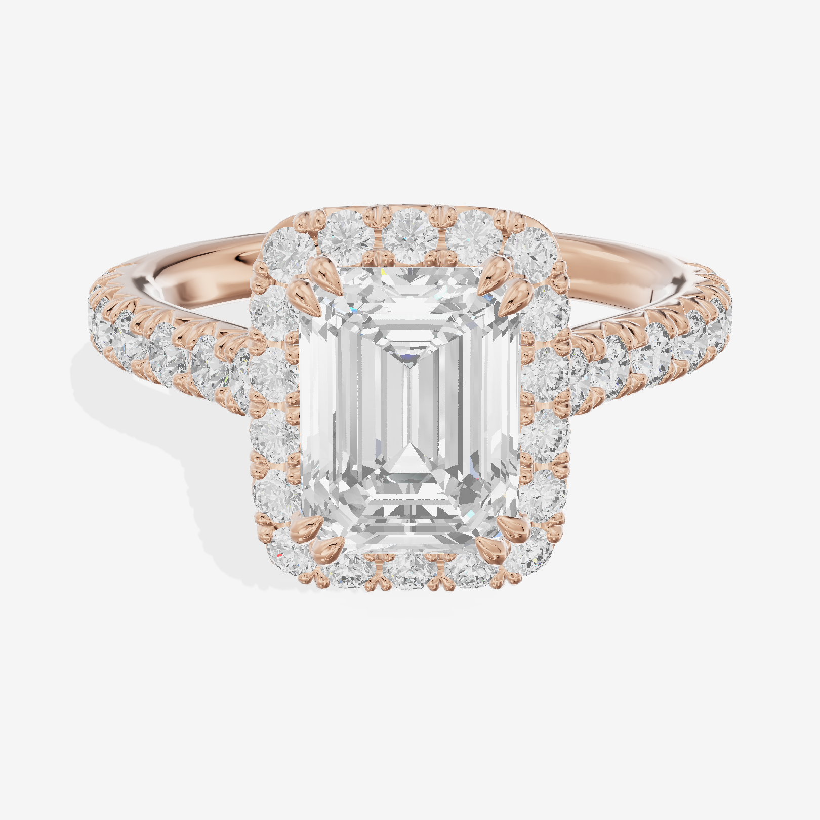 One of One Halo Emerald Engagement Ring (3/4 ct. tw.) in 18K Rose Gold