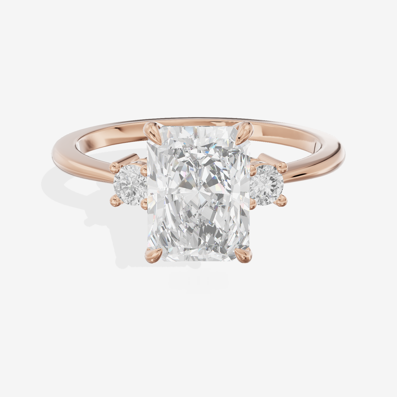 Eternal Promezza Radiant Engagement Ring with Side Stones (1/6 ct. tw.) in 18K Rose Gold