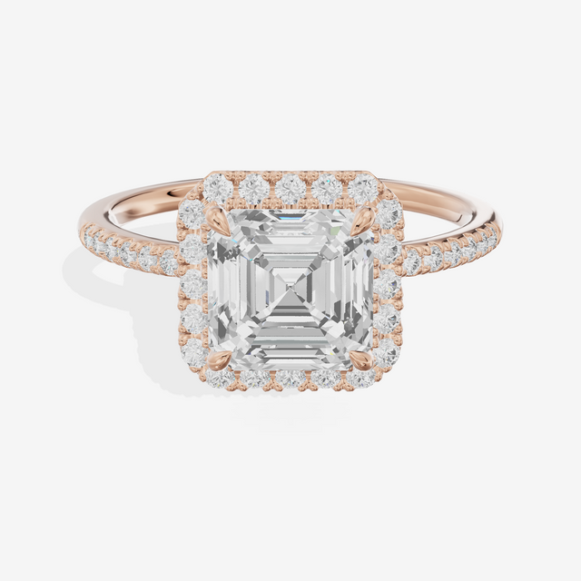 Vowsae Halo Asscher Engagement Ring (1/5 ct. tw.) in 14K Rose Gold