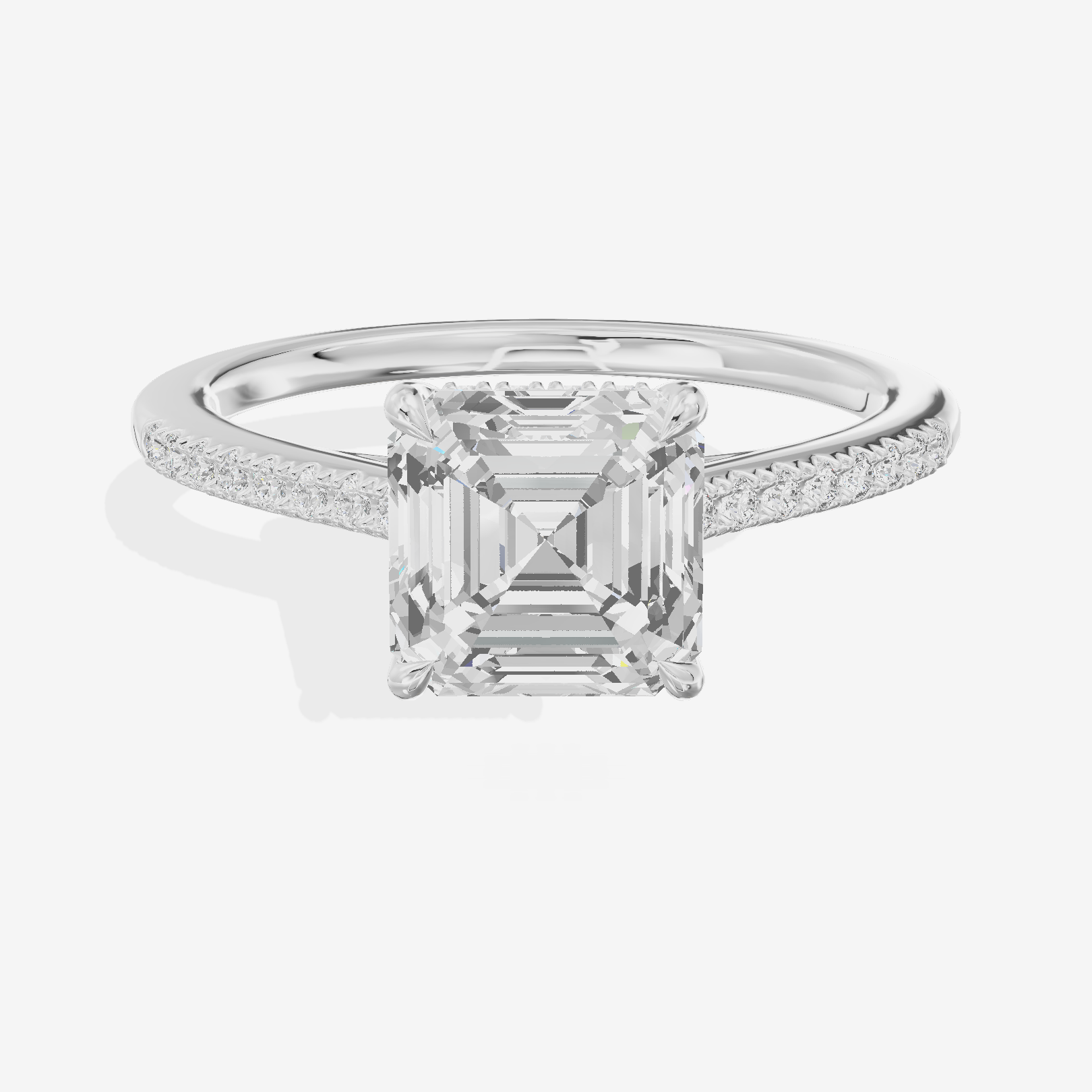 Grand Whisper Asscher Engagement Ring with Side Stones (1/6 ct. tw.) in Platinum
