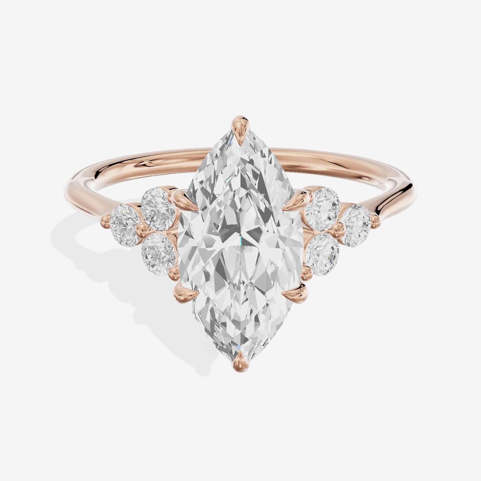 Luxe Trueheart Marquise Engagement Ring with Side Stones (1/5 ct. tw.) in 18K Rose Gold