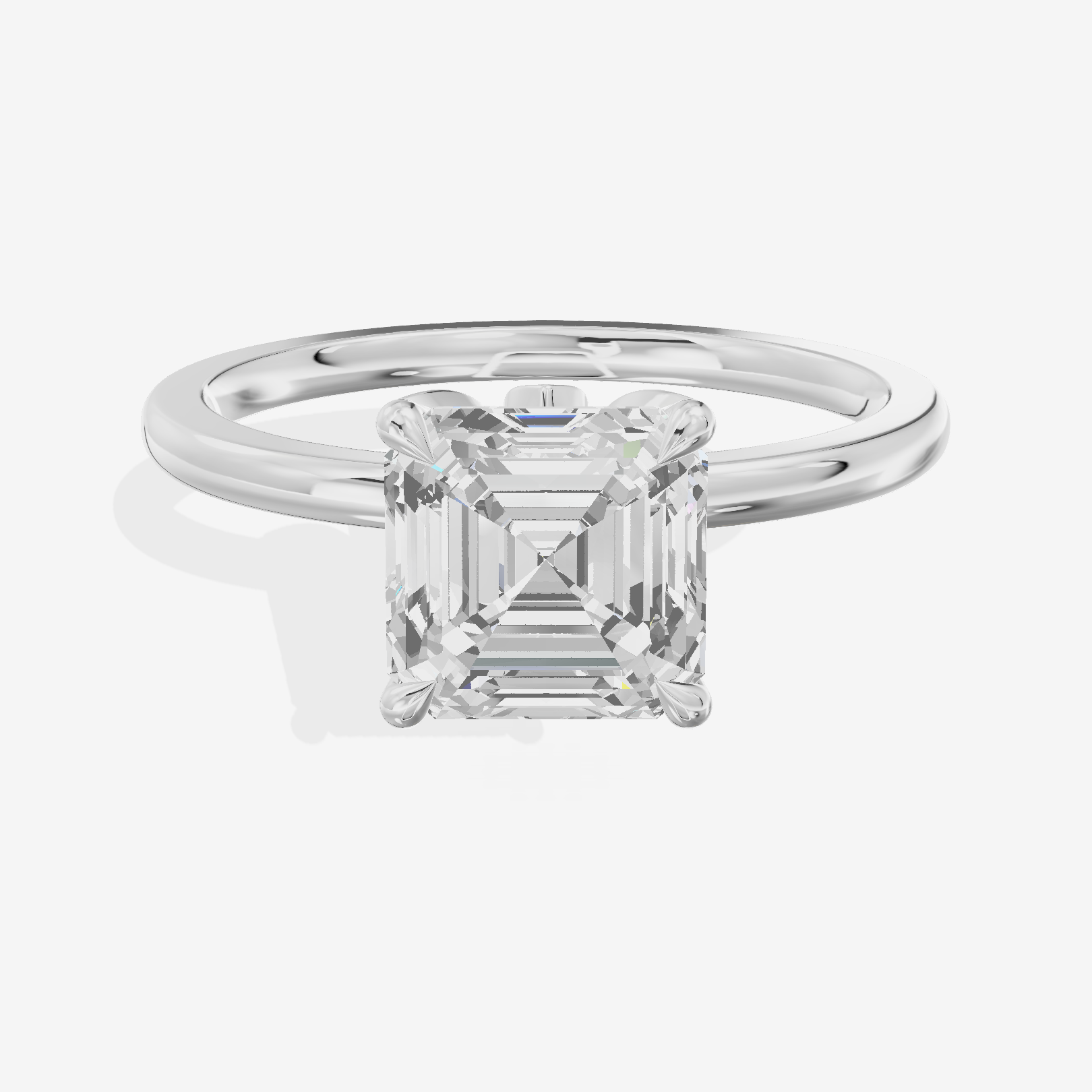 Whispered Vowsae Asscher Engagement Ring with Side Stones (1/15 ct. tw.) in Platinum