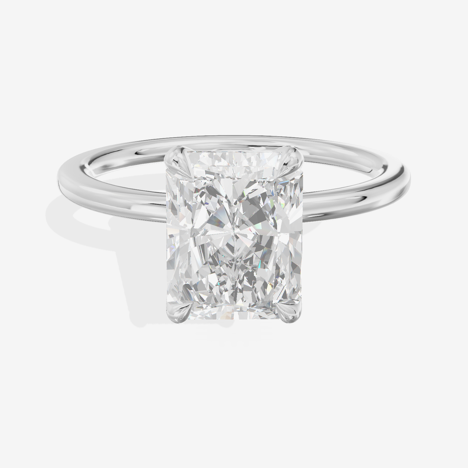 Petite Selenia 1.5mm Radiant Solitaire Engagement Ring in 18K White Gold