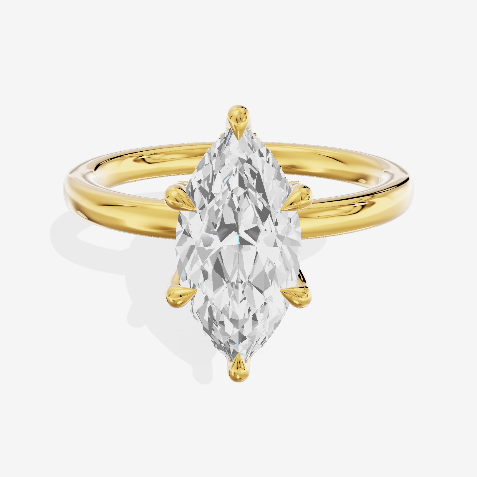 Selenia Basket Split Shank Marquise Engagement Ring with Side Stones (1/8 ct. tw.) in 18K Yellow Gold
