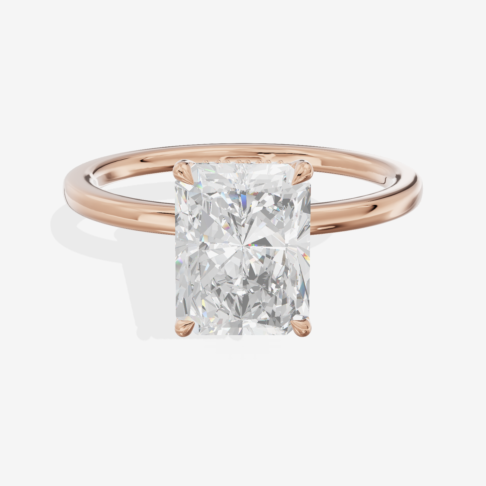 Grand Aimora Radiant Engagement Ring with Hidden Halos (1/20 ct. tw.) in 18K Rose Gold