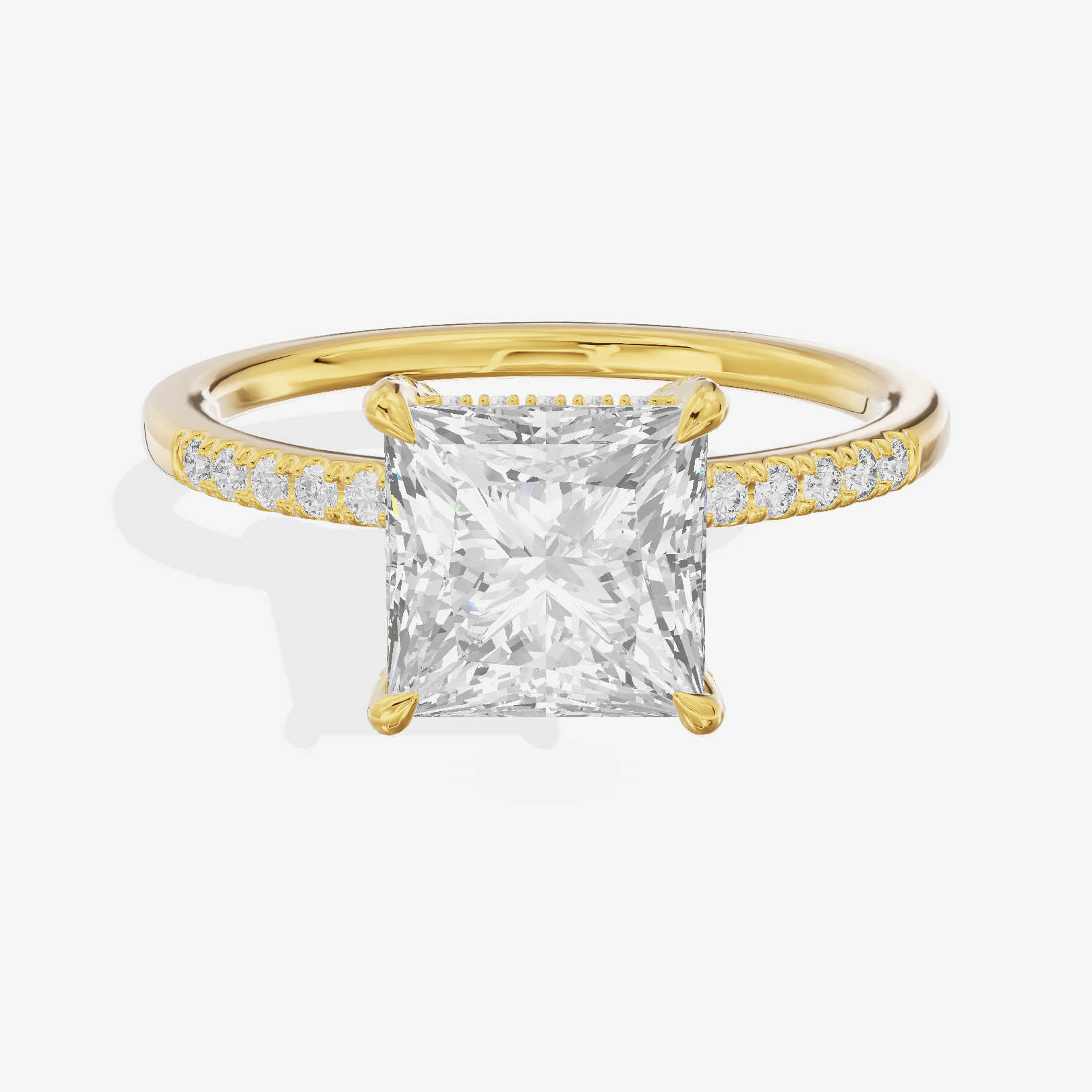 Twine Vine Vine Princess Engagement Ring with Side Stones (3/5 ct. tw.) in 14K Yellow Gold