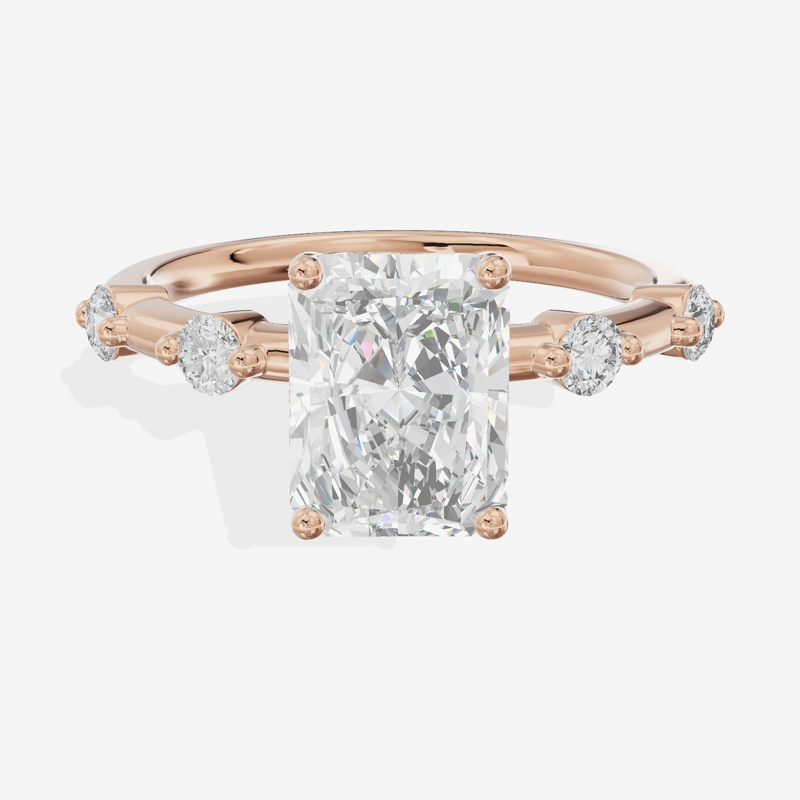 Petite Heartline Radiant Engagement Ring with Side Stones (1/5 ct. tw.) in 14K Rose Gold