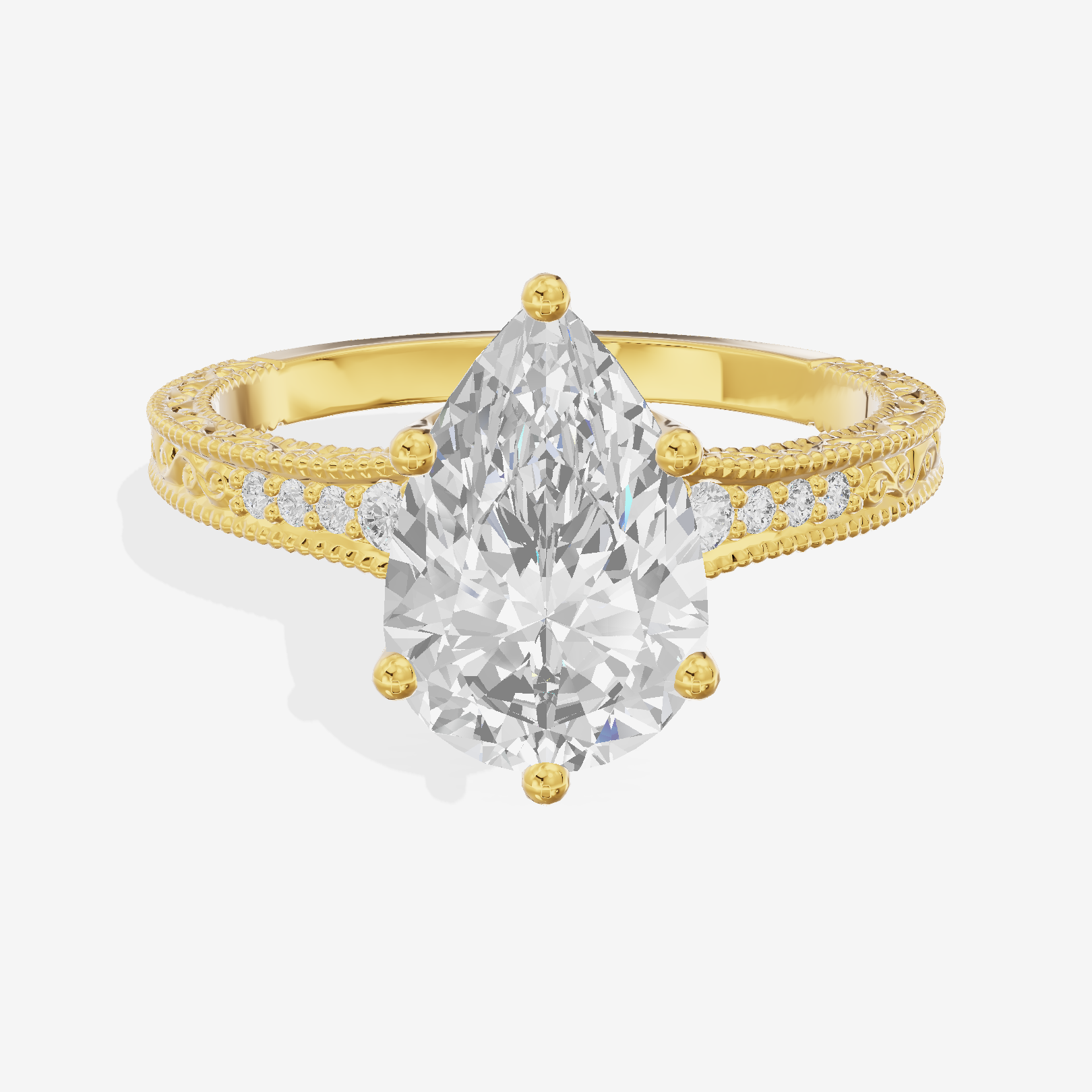 Vintage Sincere Pear Engagement Ring (1/10 ct. tw.) in 18K Yellow Gold