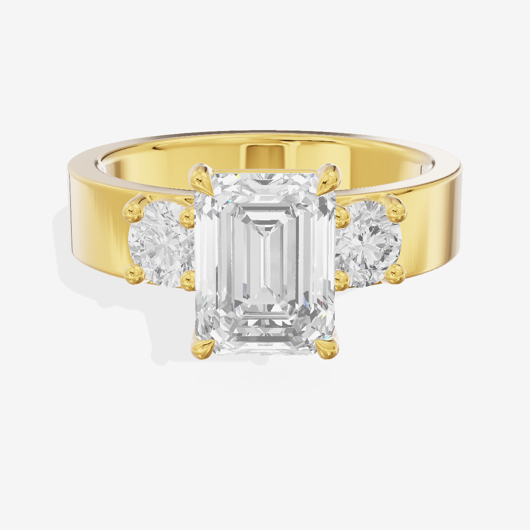 Royal Vowsae Three Stone Emerald Engagement Ring (1/2 ct. tw.) in 18K Yellow Gold