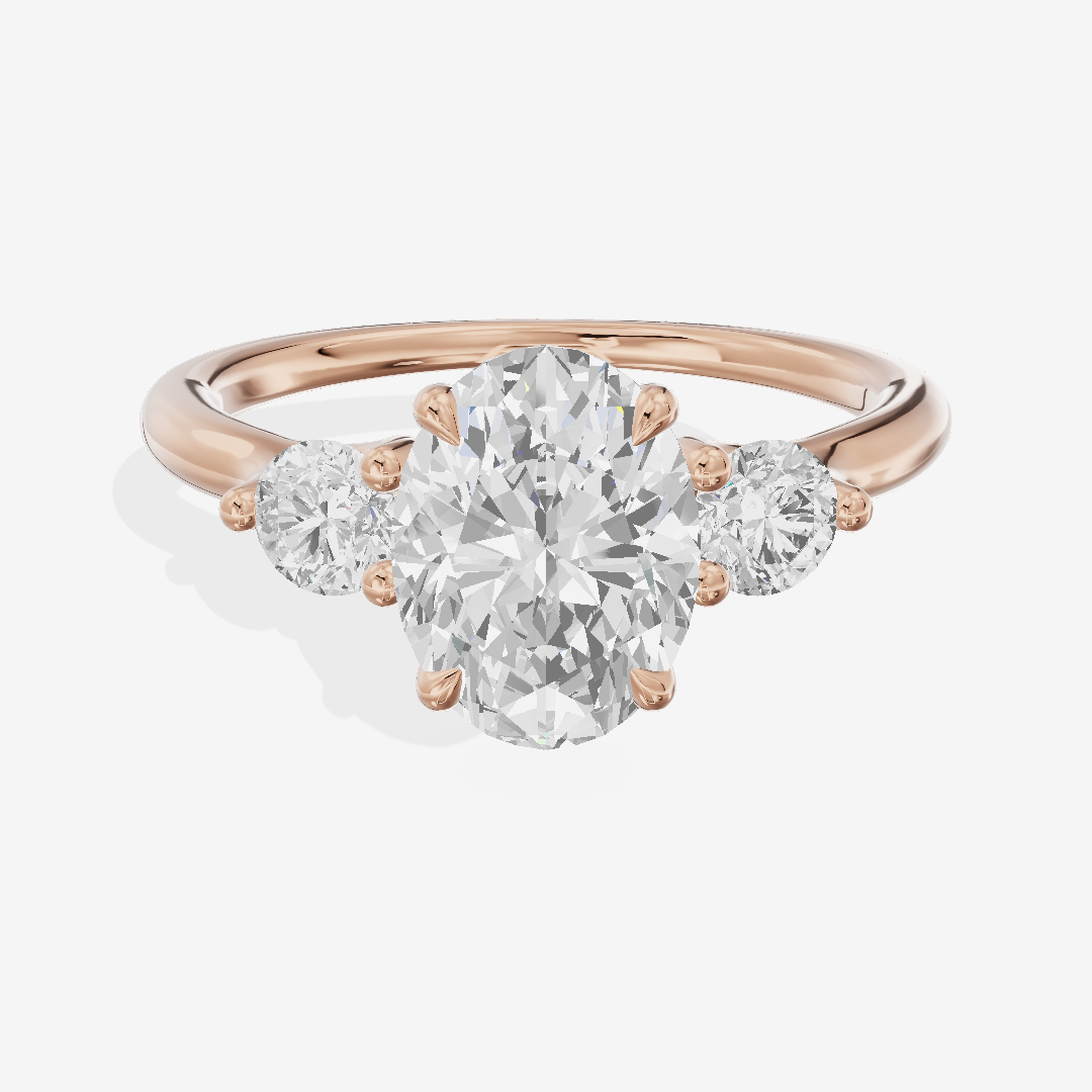 Eternal Vowsae Three Stone Oval Engagement Ring (1/3 ct. tw.) in 18K Rose Gold