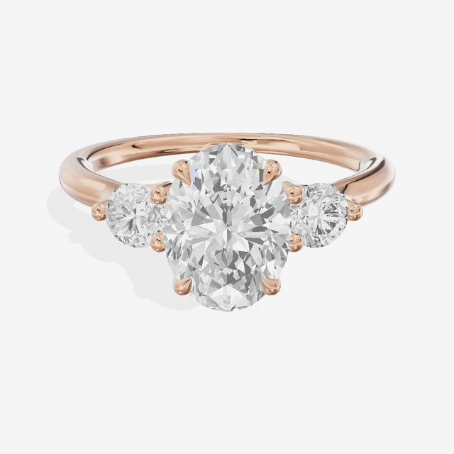 Eternal Vowsae Three Stone Oval Engagement Ring (1/3 ct. tw.) in 18K Rose Gold