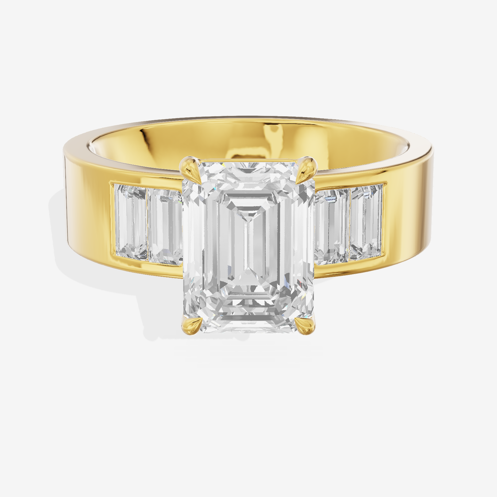 Grand Sincere Emerald Engagement Ring with Side Stones (3/5 ct. tw.) in 14K Yellow Gold