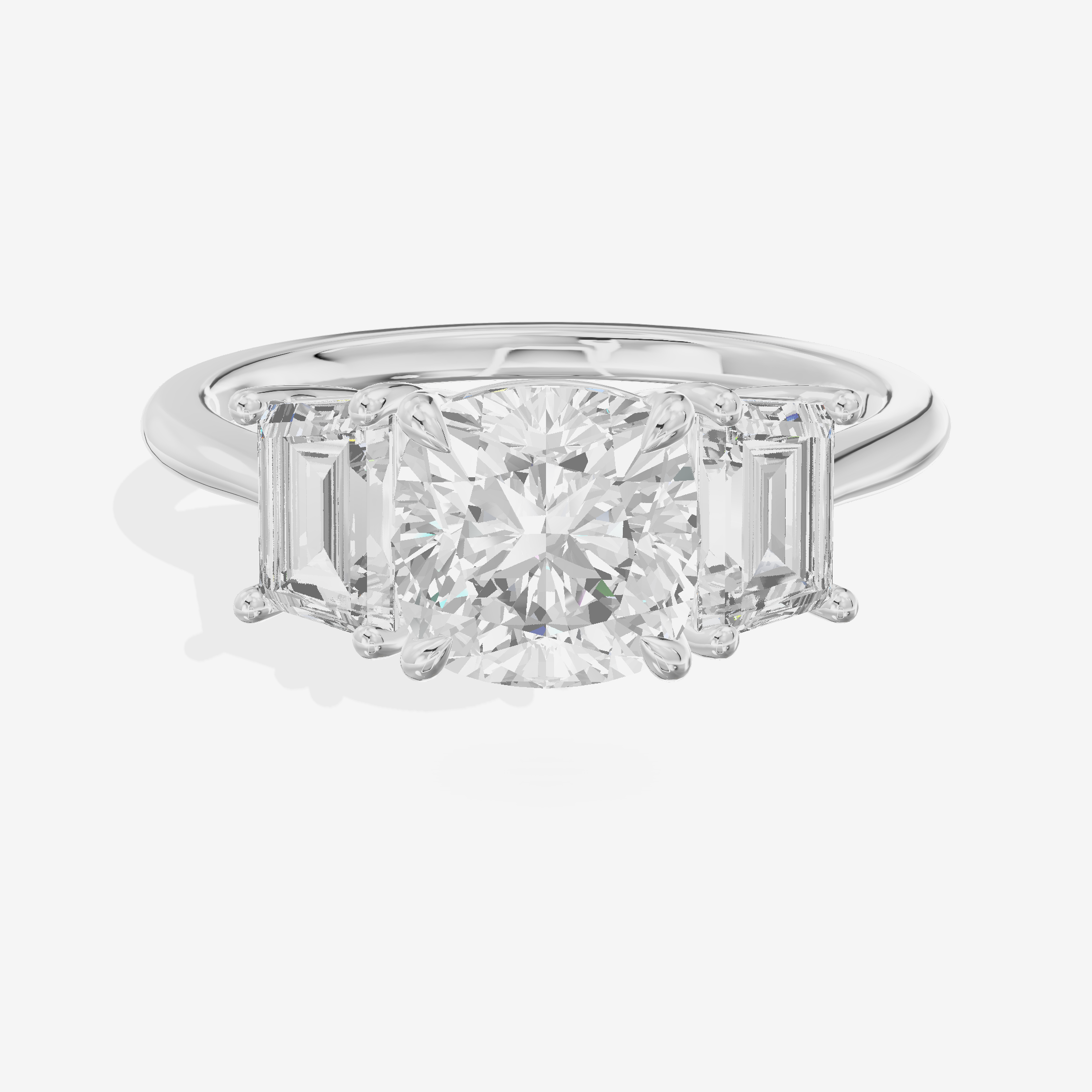 Luxe Promezza Three Stone Cushion Engagement Ring (3/5 ct. tw.) in 18K White Gold