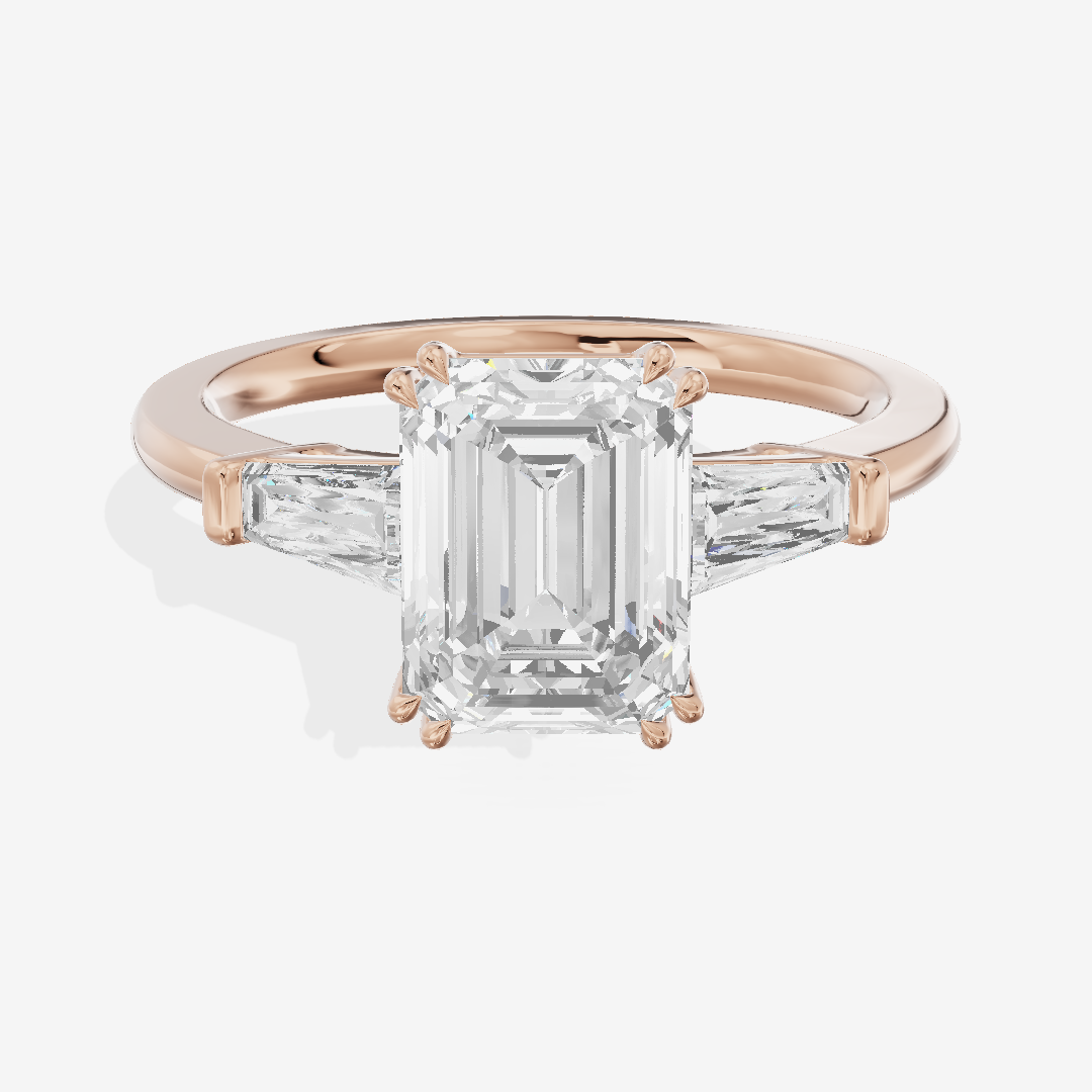 Lateria Three Stone Emerald Engagement Ring (1/2 ct. tw.) in 18K Rose Gold