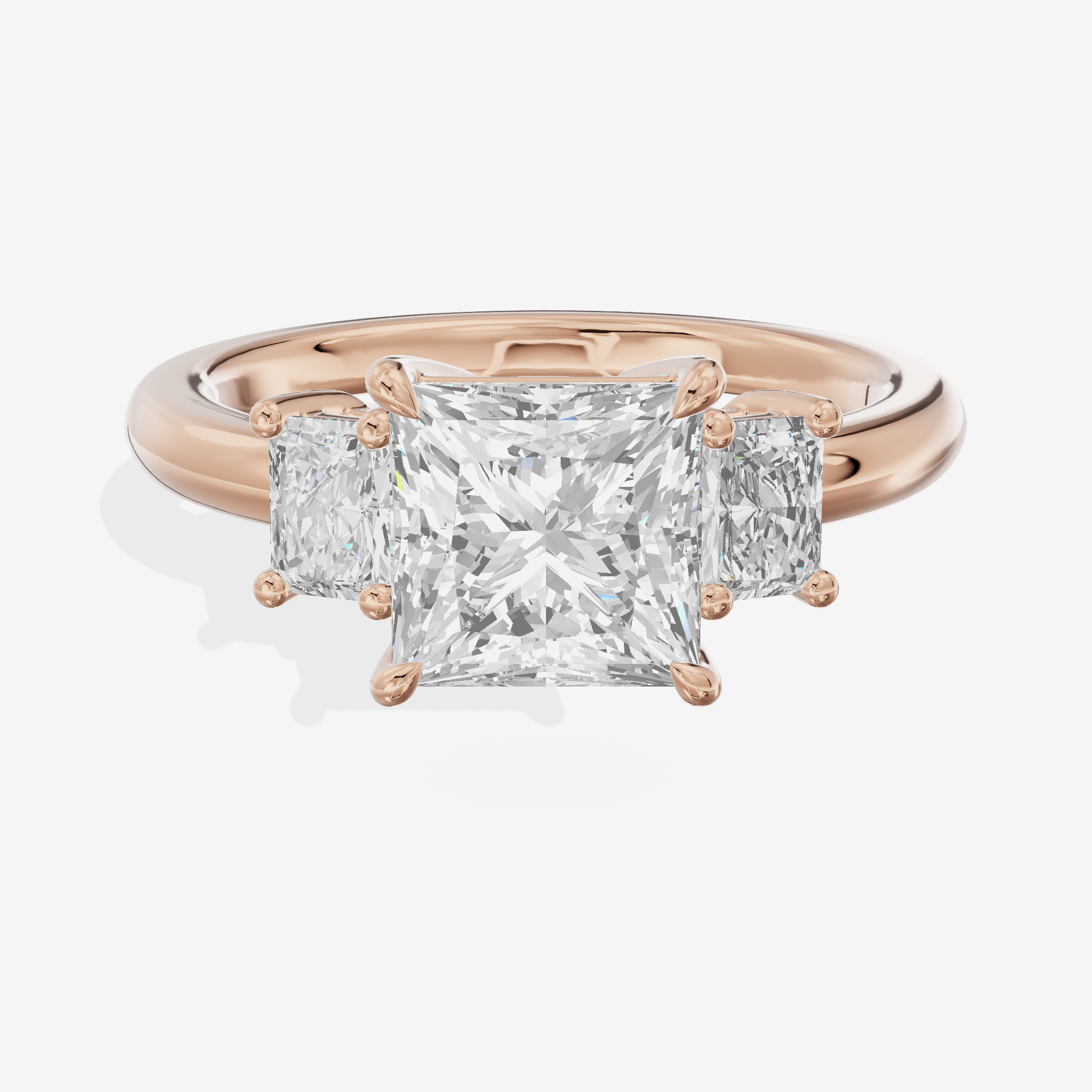 Grand Coeurine Three Stone Princess Engagement Ring (3/8 ct. tw.) in 18K Rose Gold