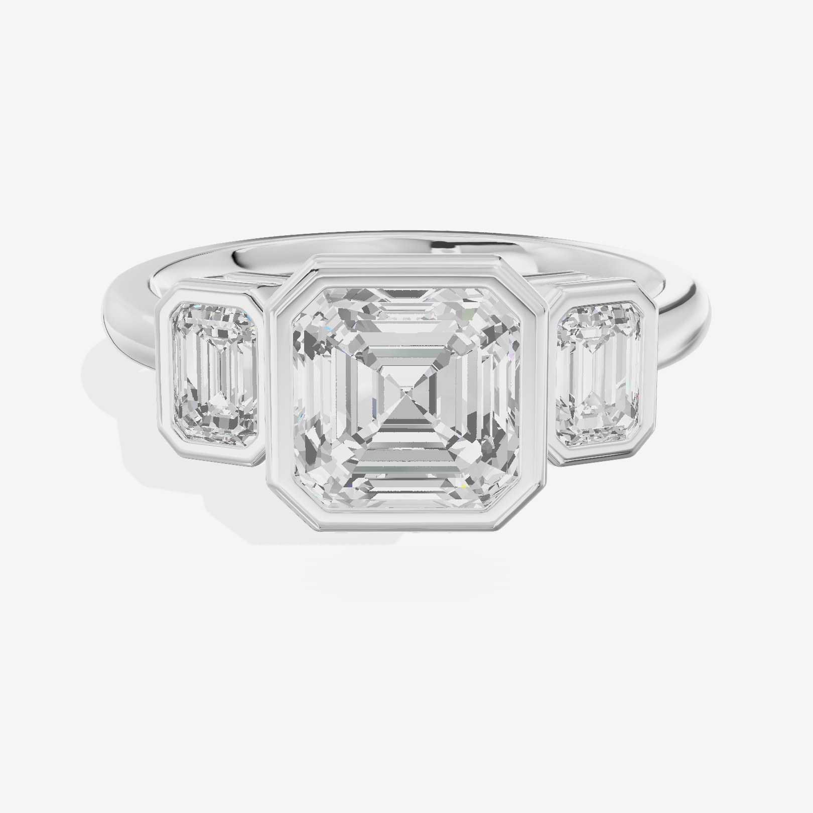 Vintage Sincere Three Stone Asscher Engagement Ring (1/2 ct. tw.) in 18K White Gold