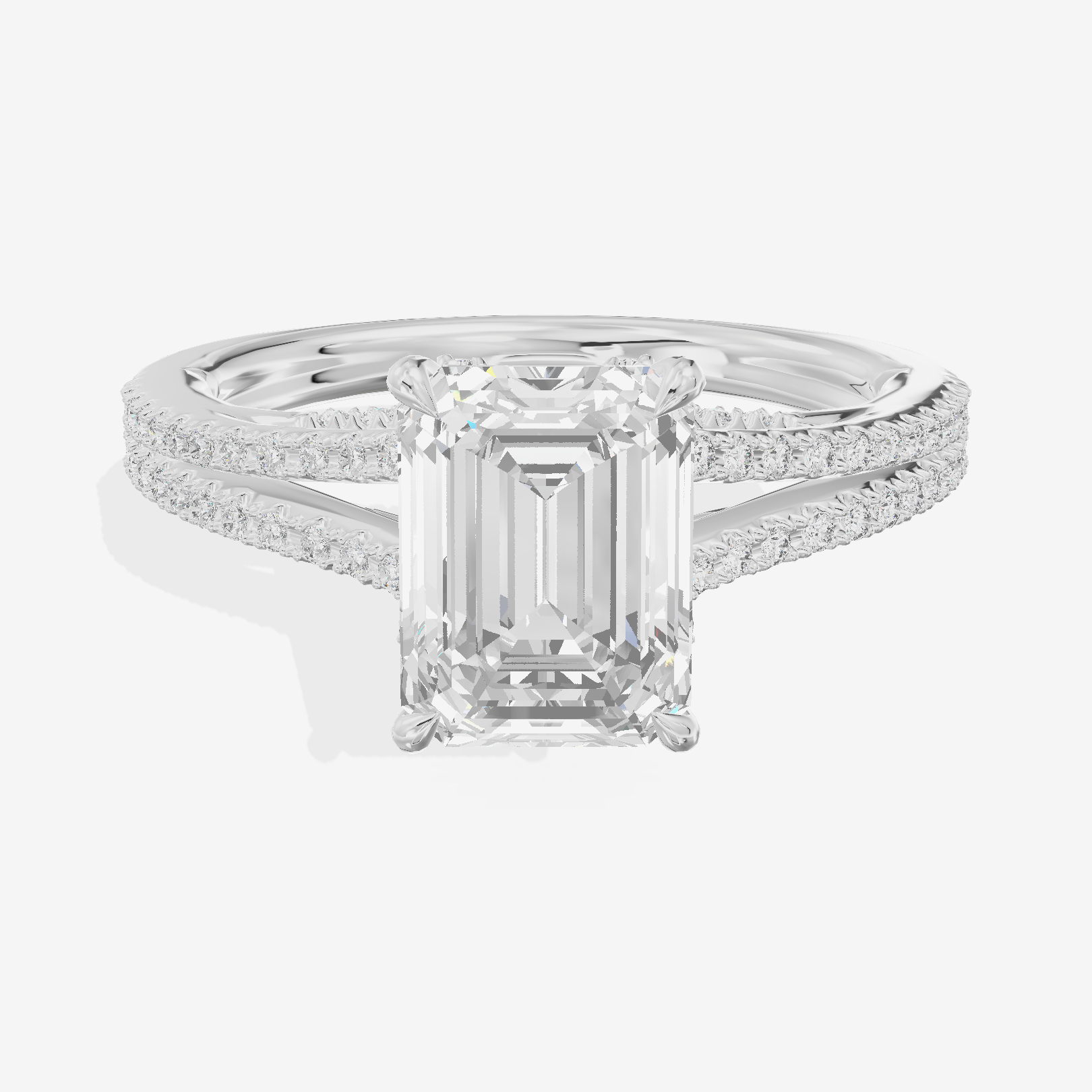 Aimora Cathedral 2mm Emerald Solitaire Engagement Ring (1/3 ct. tw.) in 14K White Gold