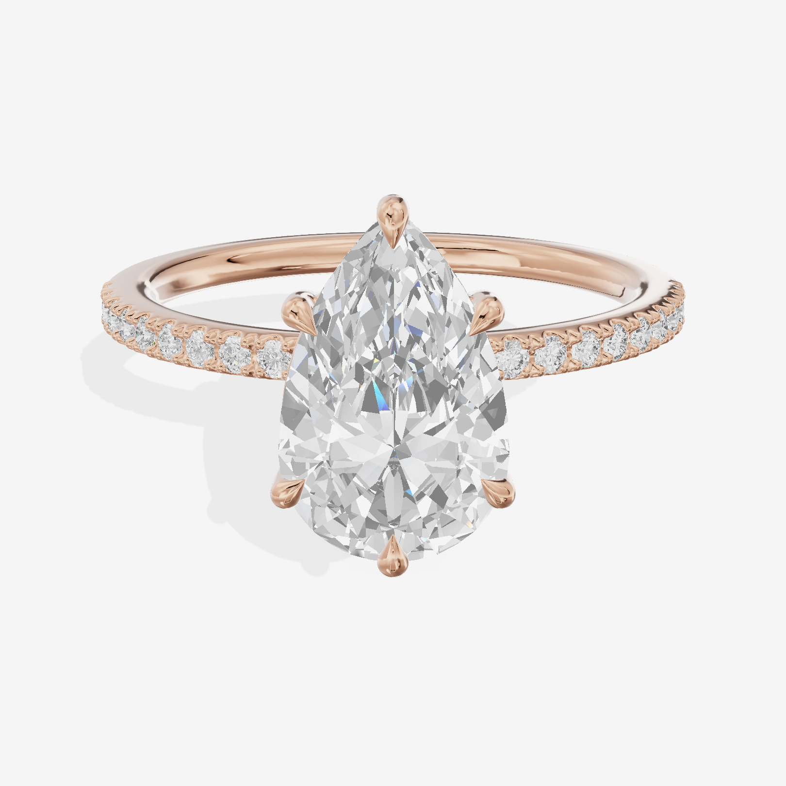 Tender Vowsae Pear Engagement Ring with Side Stones (1/8 ct. tw.) in 18K Rose Gold