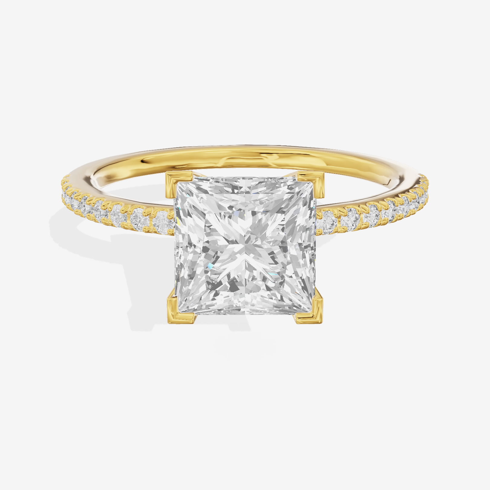 Grand Mayrelle Princess Engagement Ring with Side Stones (1/8 ct. tw.) in 18K Yellow Gold
