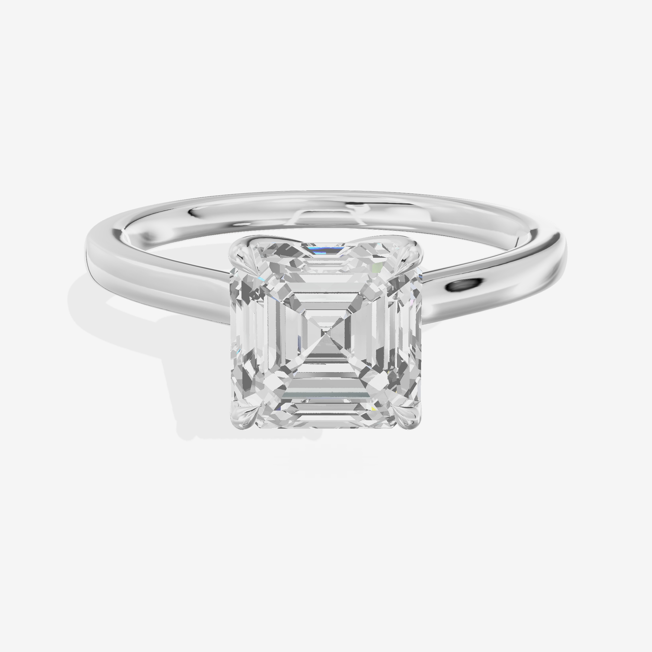 Pendulae Ring 1.8mm Asscher Solitaire Engagement Ring in 14K White Gold