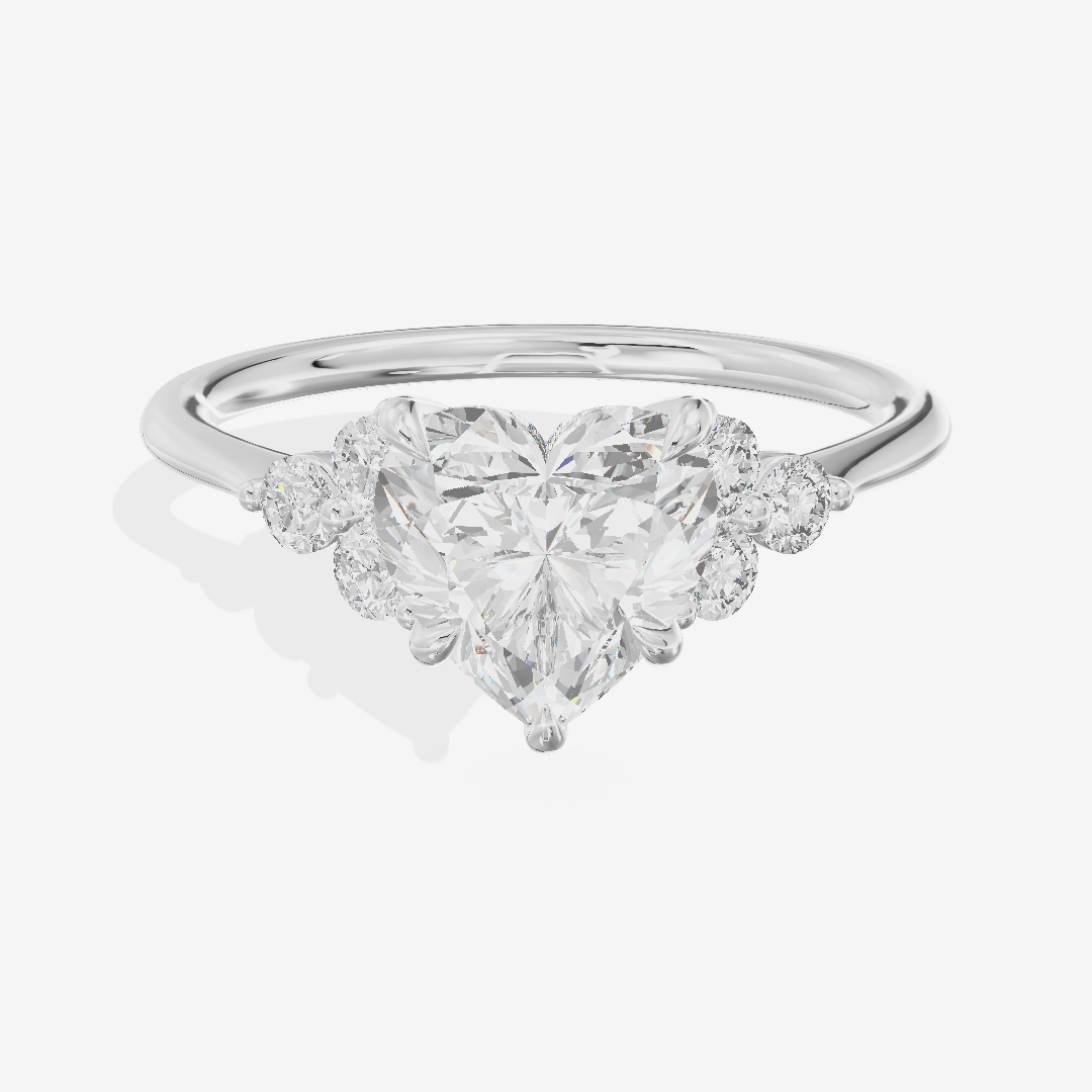 Luxe Trueheart Heart Engagement Ring with Side Stones (1/5 ct. tw.) in 18K White Gold
