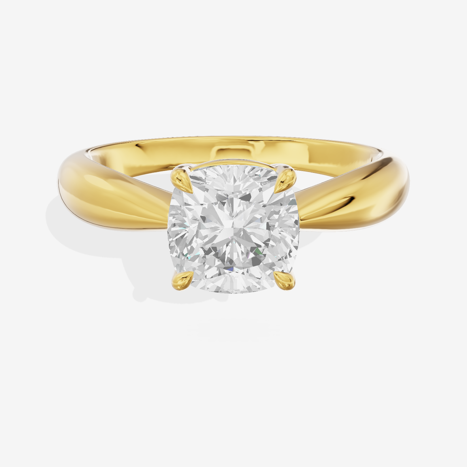 Aimora Trellis 2mm Cushion Solitaire Engagement Ring in 14K Yellow Gold
