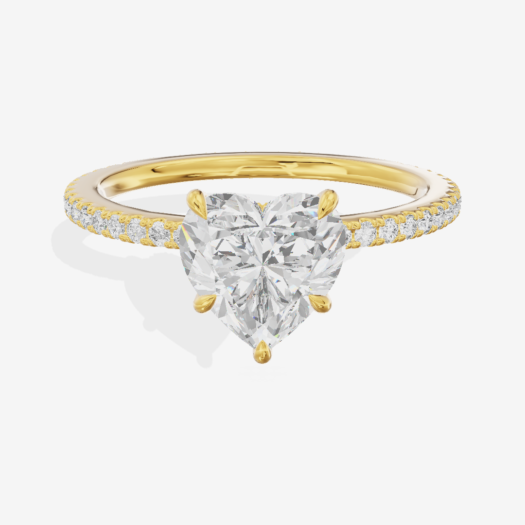 Petite Cherubine Heart Engagement Ring with Side Stones (1/3 ct. tw.) in 18K Yellow Gold