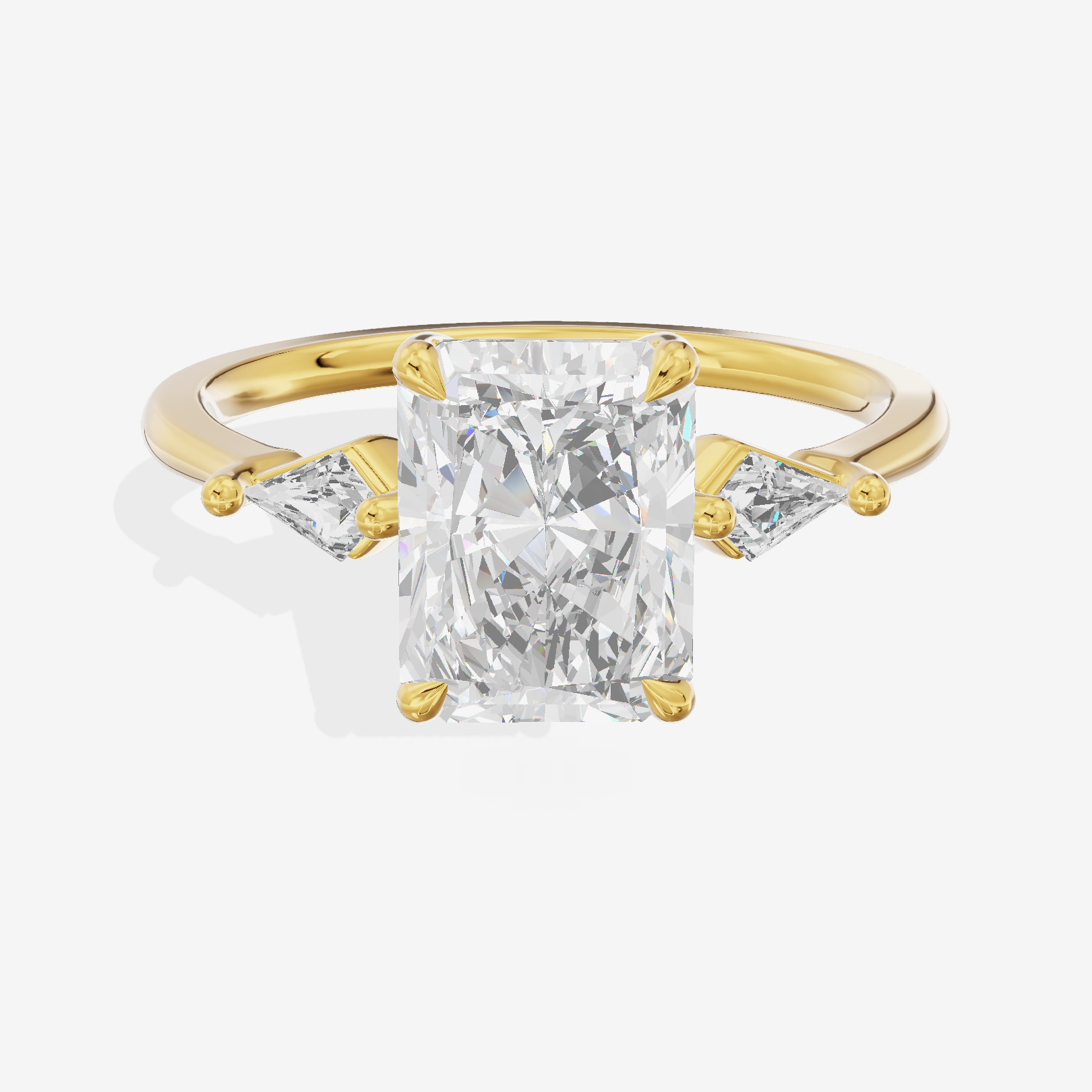 Whispered Triade Radiant Three Stone Engagement Ring (1/10 ct. tw.) in 18K Yellow Gold