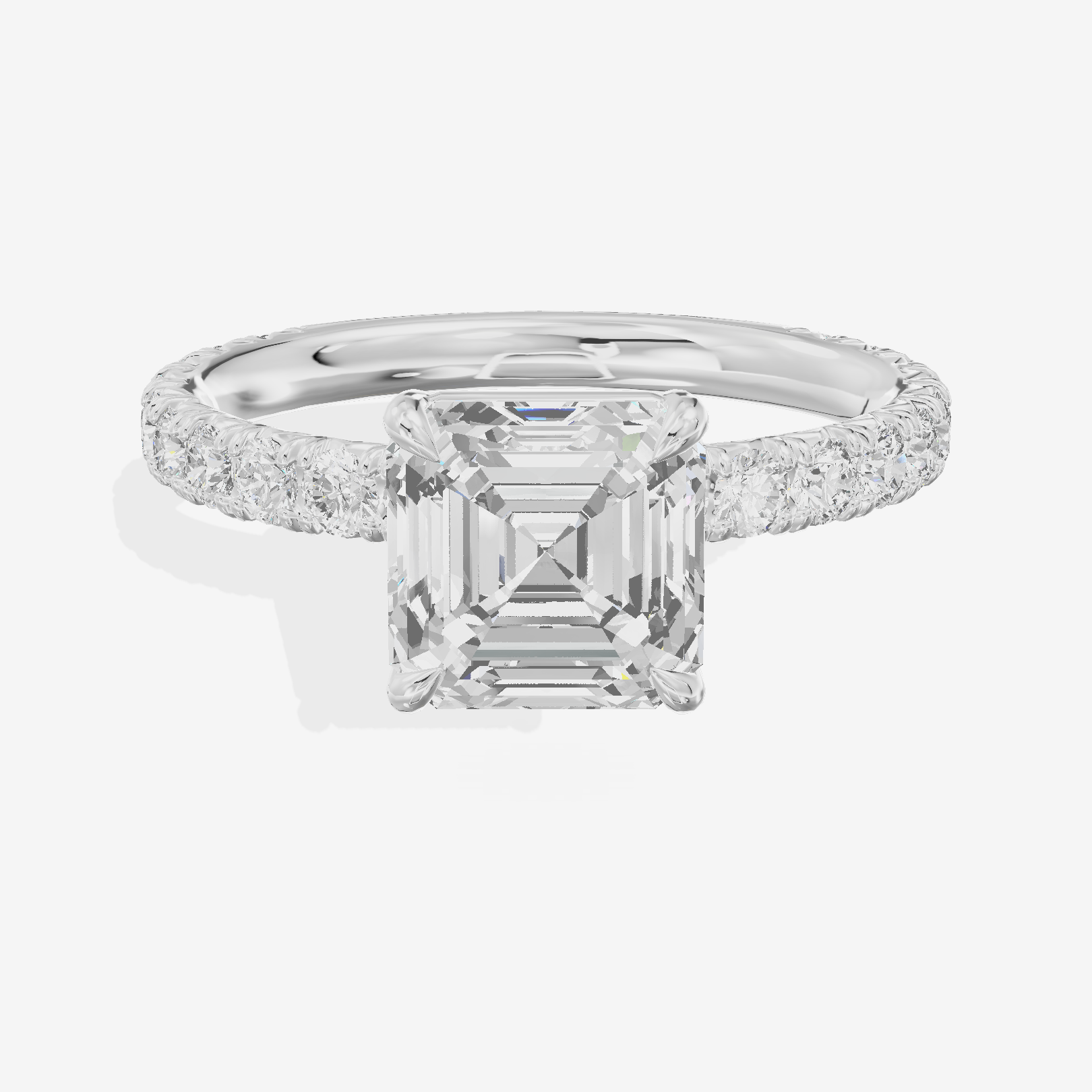 Twined Promezza Asscher Engagement Ring with Side Stones (1/2 ct. tw.) in 14K White Gold