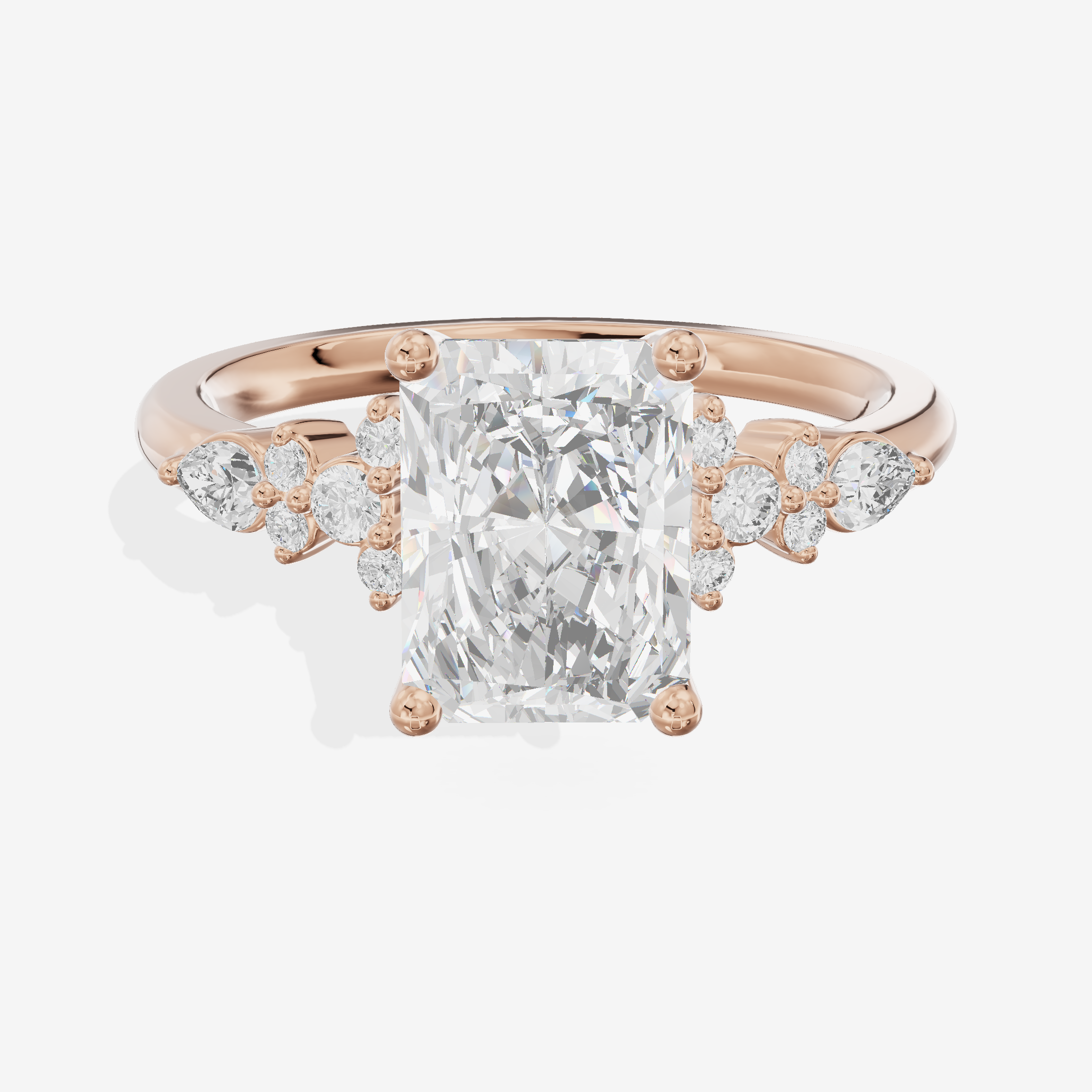 Luxe Sincere Radiant Engagement Ring with Side Stones (1/10 ct. tw.) in 14K Rose Gold
