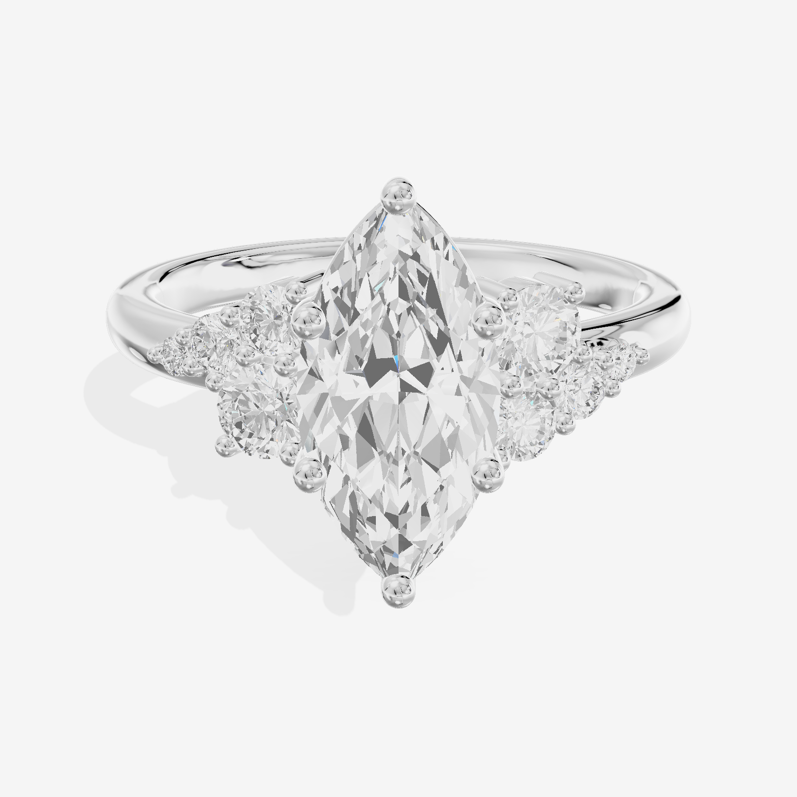 Modern Tender Marquise Engagement Ring with Side Stones (1/3 ct. tw.) in 14K White Gold