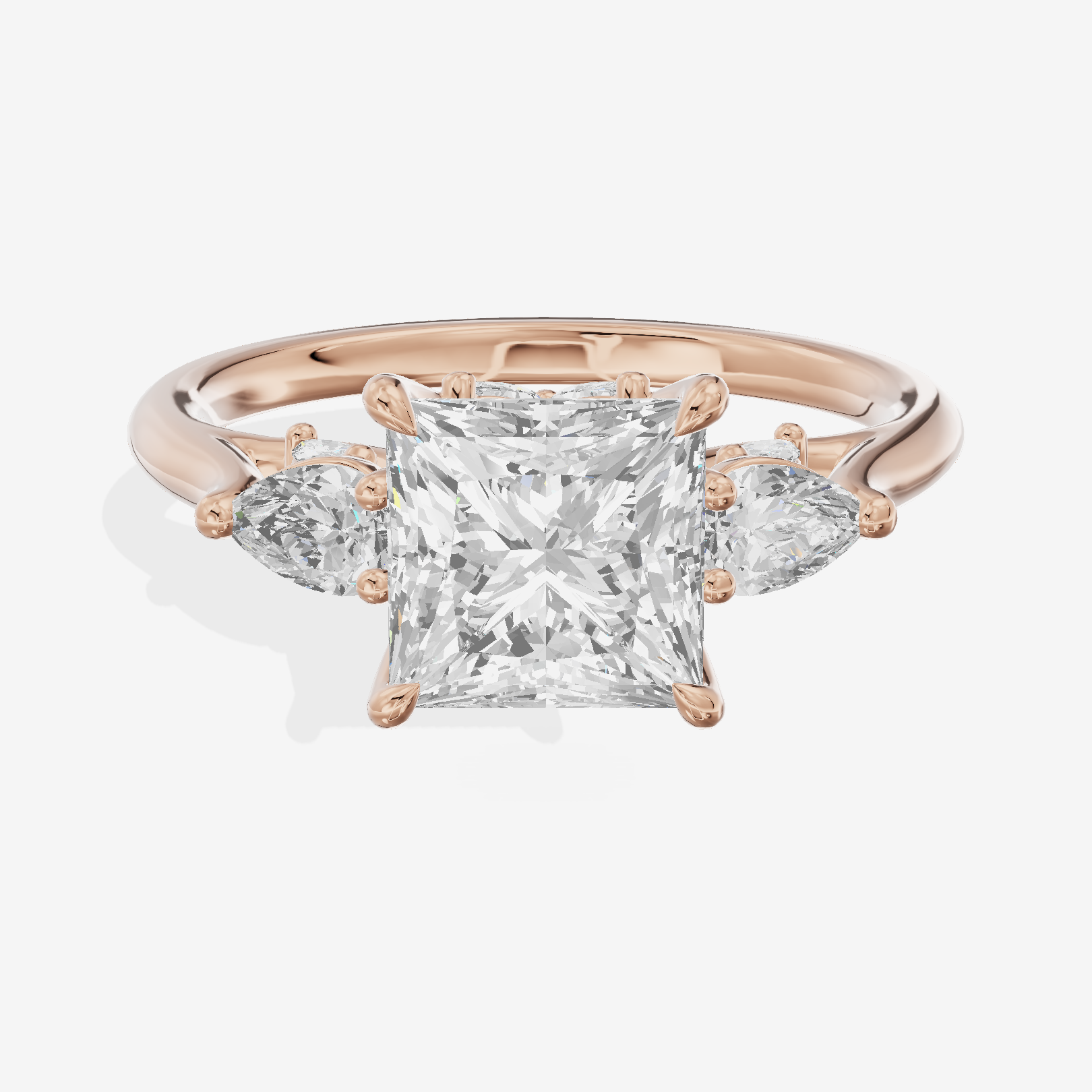 Classic Vowsae Three Stone Princess Engagement Ring (3/5 ct. tw.) in 18K Rose Gold