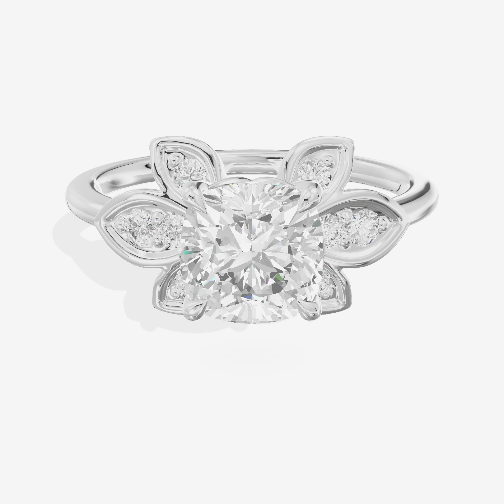 Petite Whisper Cushion Engagement Ring with Side Stones (1/10 ct. tw.) in Platinum