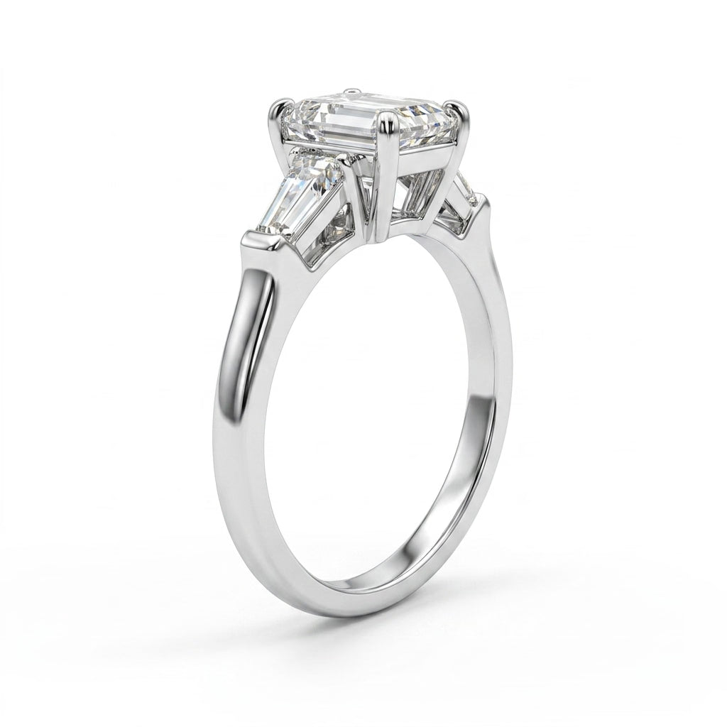 Three Stone Emerald Engagement Ring (3.09 ct. tw.) in Platinum