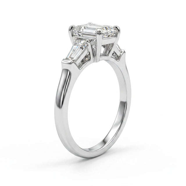 Three Stone Emerald Engagement Ring (3.09 ct. tw.) in Platinum