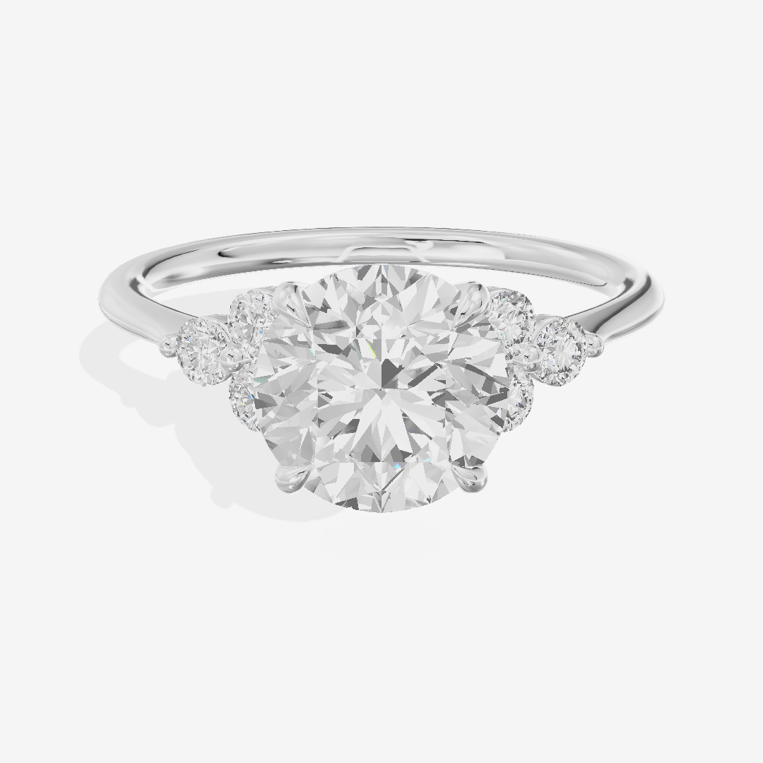 Luxe Trueheart Round Engagement Ring with Side Stones (1/5 ct. tw.) in Platinum
