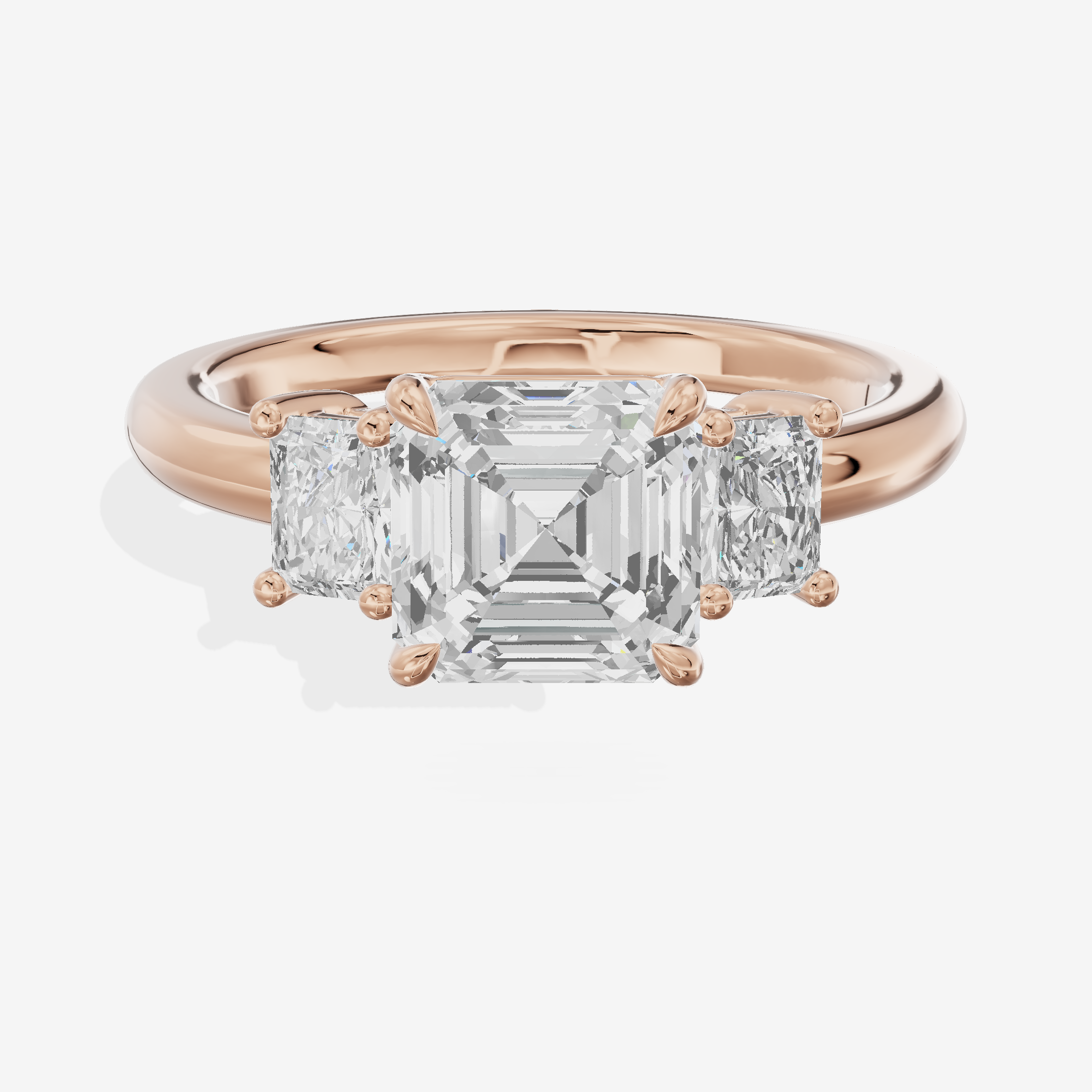 Grand Coeurine Three Stone Asscher Engagement Ring (3/8 ct. tw.) in 18K Rose Gold