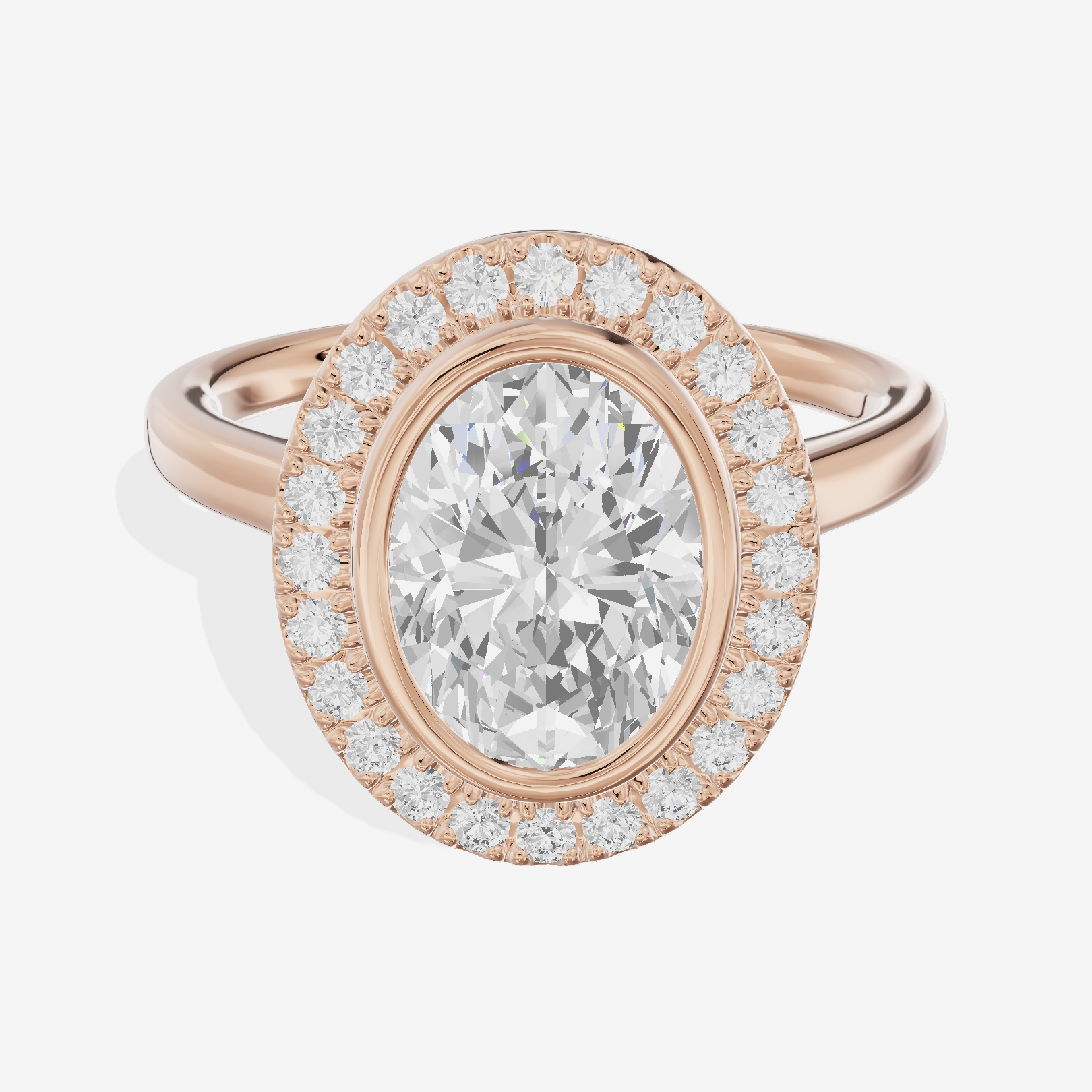 Trellise Halo Oval Engagement Ring (1/4 ct. tw.) in 14K Rose Gold