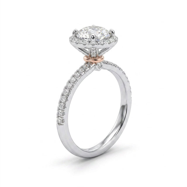 Halo Pavé Round Engagement Ring (1.06 ct. tw.) in 18K White Gold