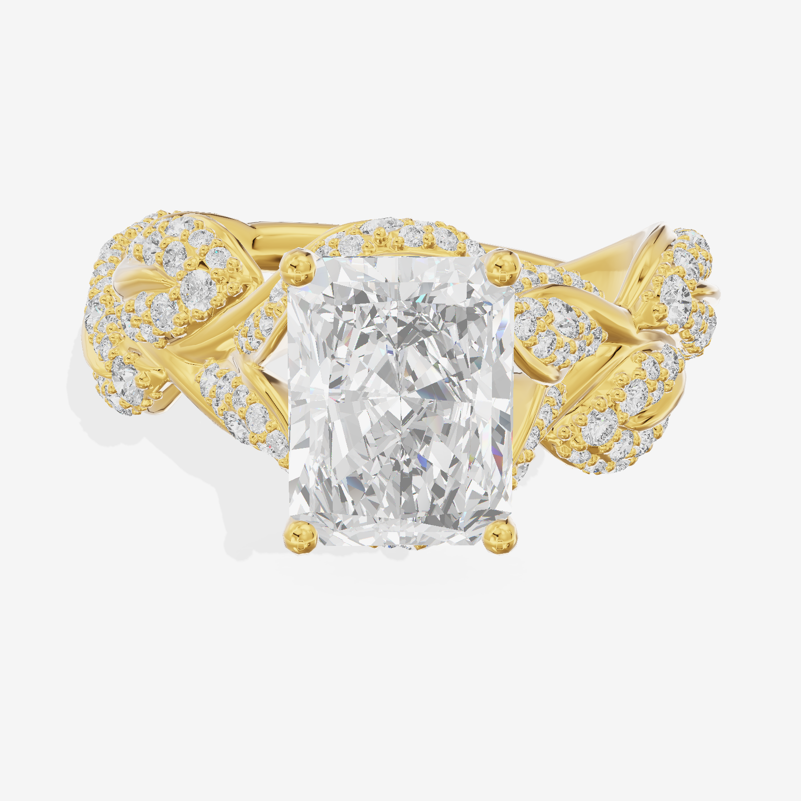 Luxe Eversince Radiant Engagement Ring with Side Stones (1/2 ct. tw.) in 18K Yellow Gold