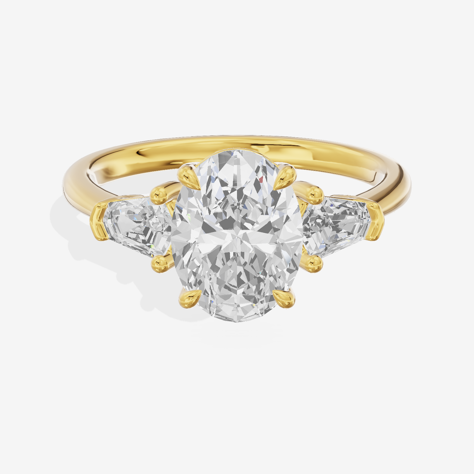 Maia Three Stone Oval Engagement Ring (1/4 ct. tw.) in 18K Yellow Gold