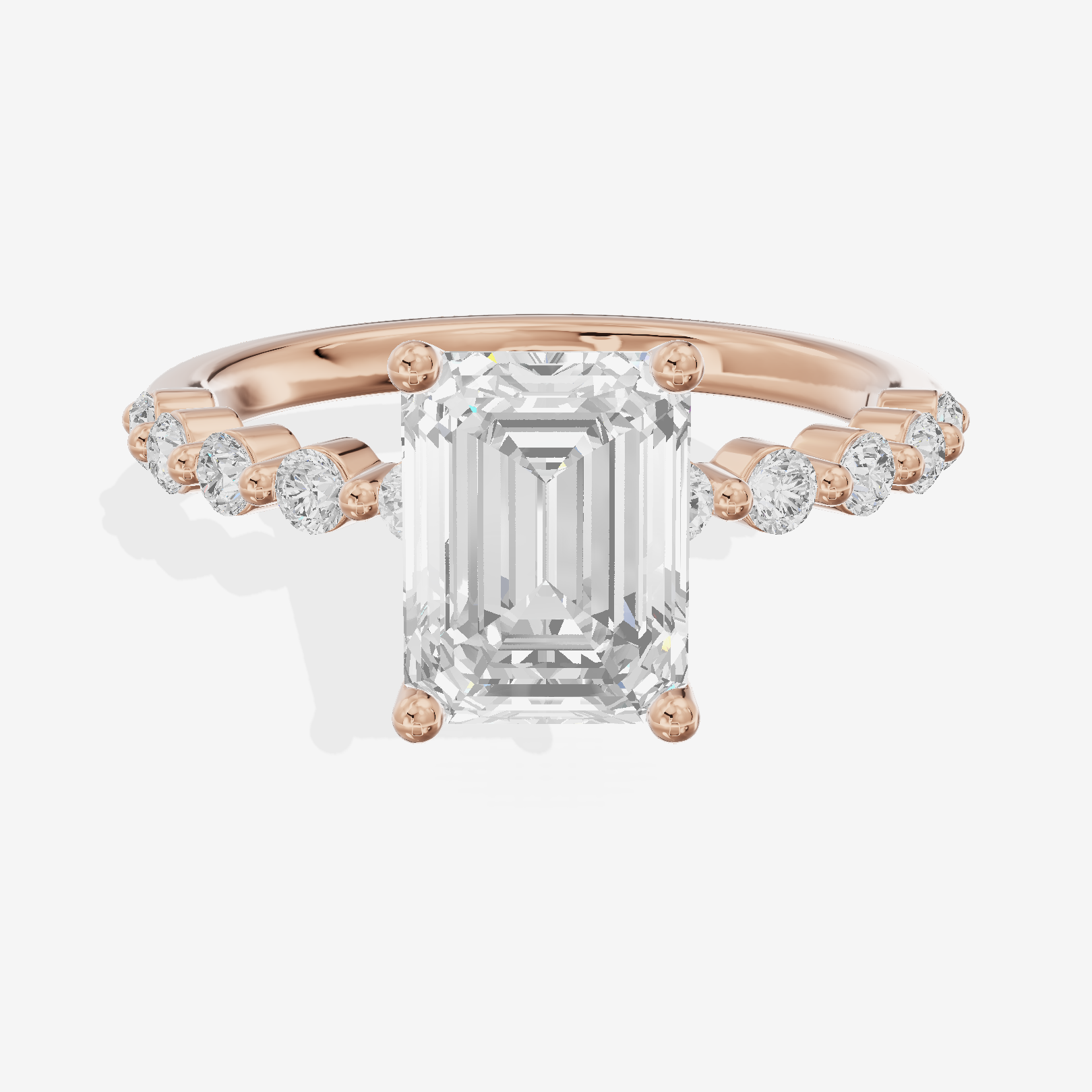 Petite Janevra 2mm Emerald Solitaire Engagement Ring (1/4 ct. tw.) in 18K Rose Gold