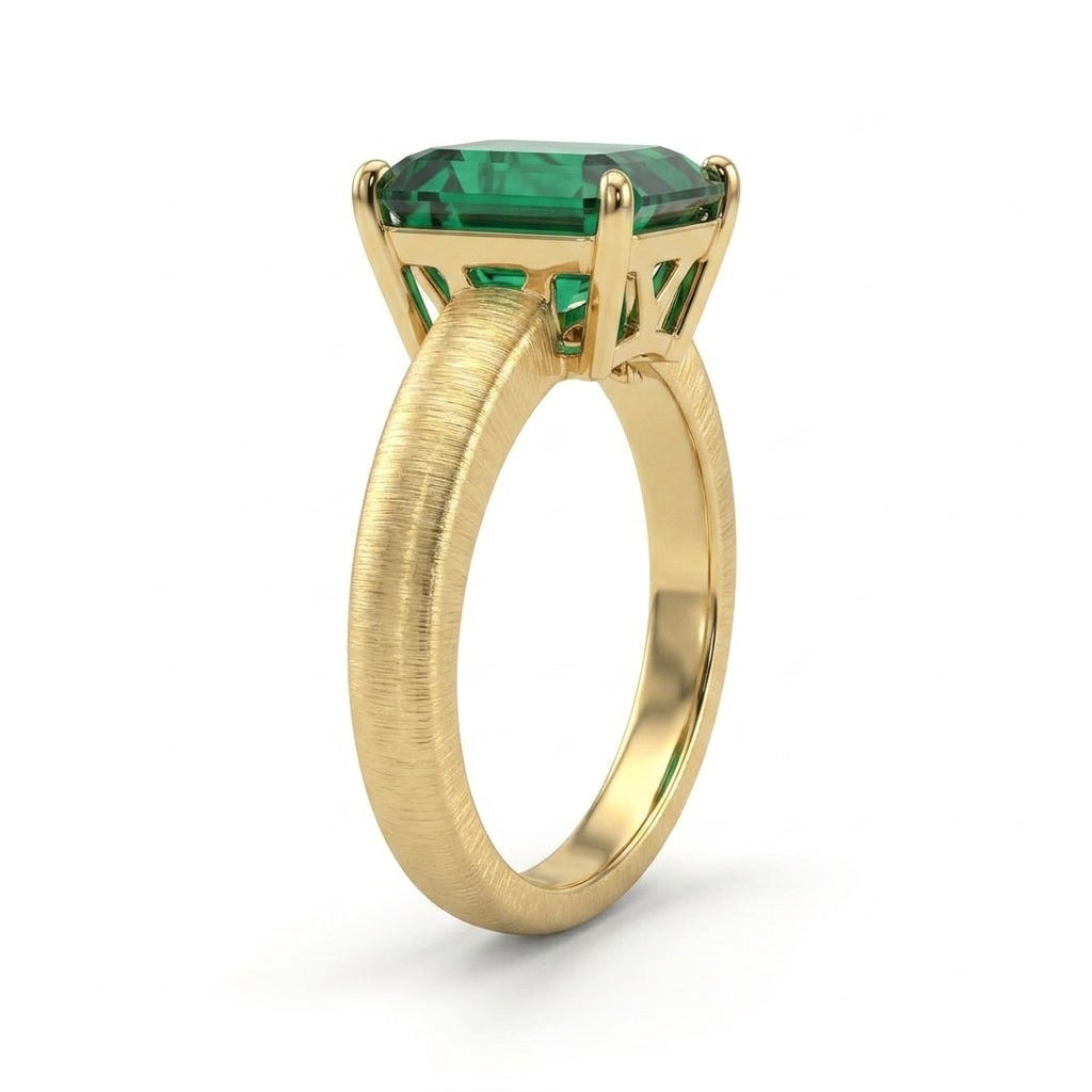 Solitaire Emerald Engagement Ring (3.1 ct.) in 18K Yellow Gold