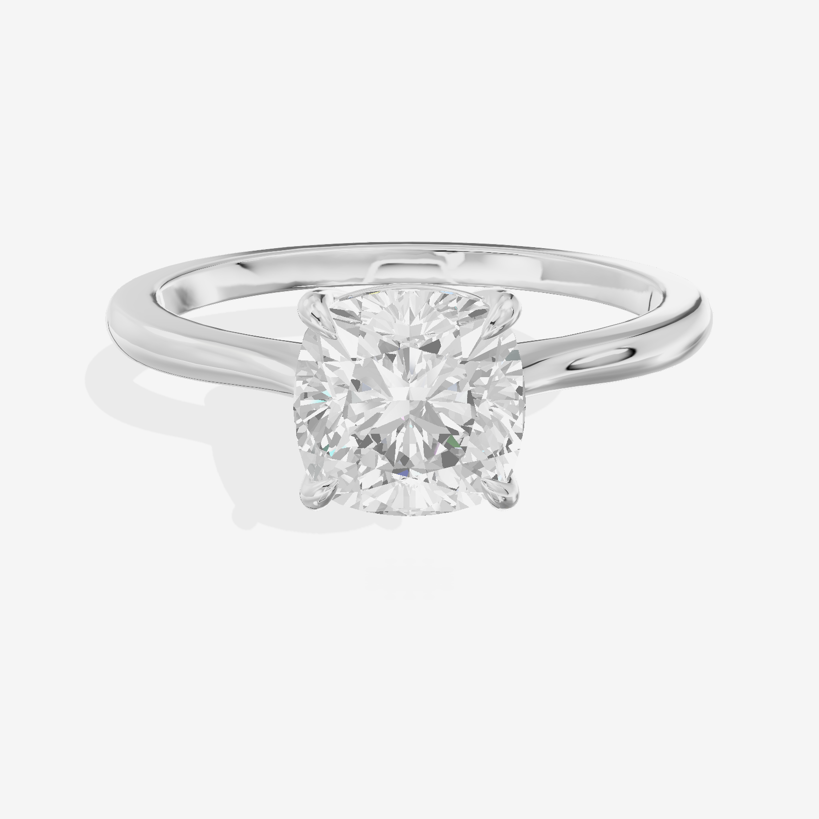 Bowed Adorae 1.5mm Cushion Solitaire Engagement Ring in 14K White Gold