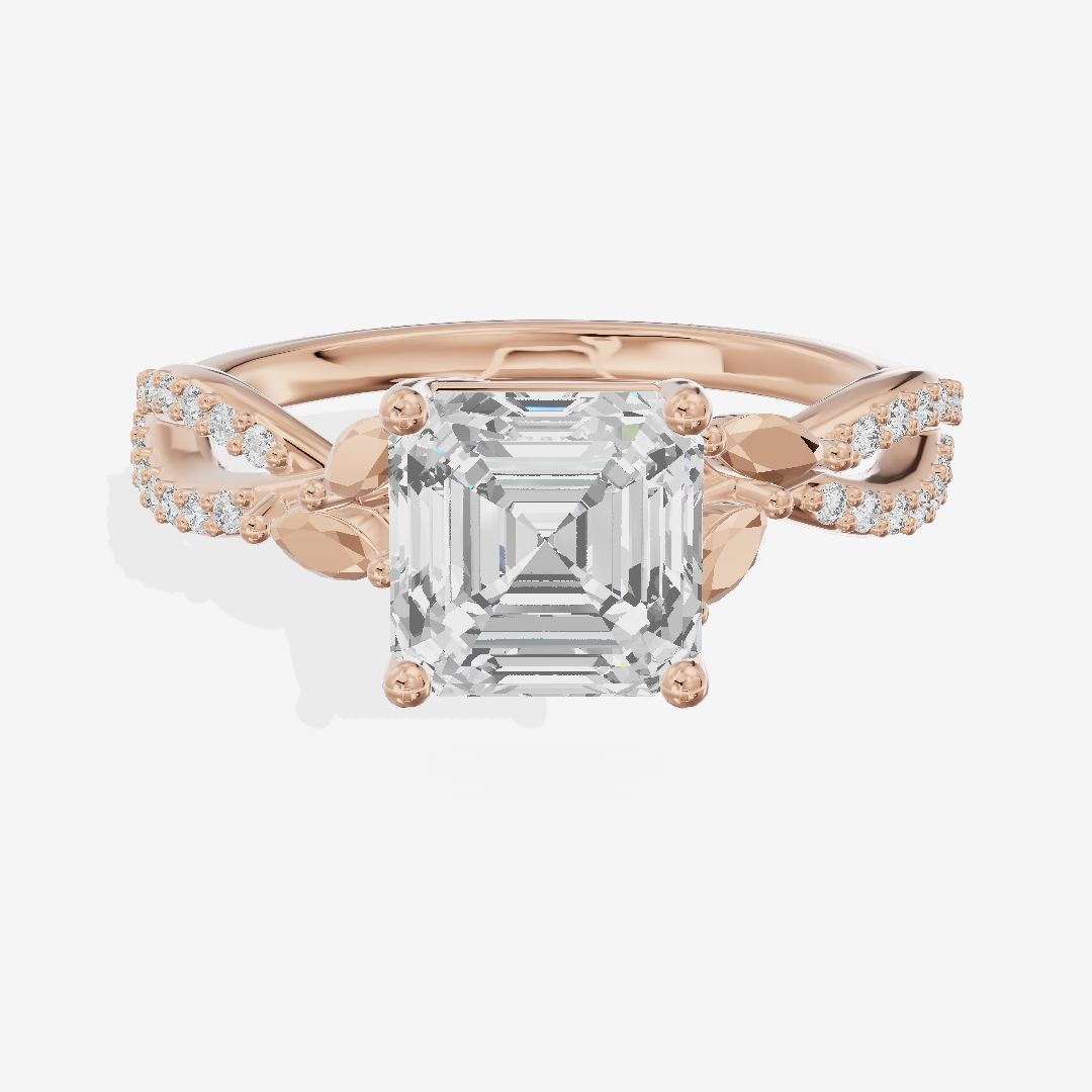 Luxe Domeline 1.5mm Asscher Solitaire Engagement Ring (1/8 ct. tw.) in 14K Rose Gold
