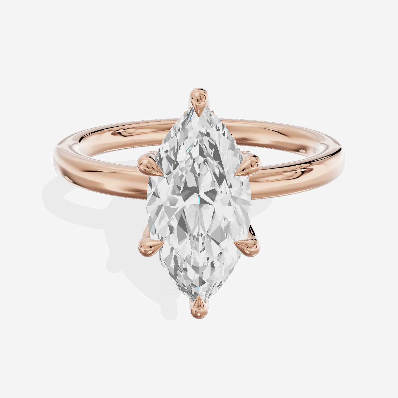 Selenia Basket Split Shank Marquise Engagement Ring with Side Stones (1/8 ct. tw.) in 18K Rose Gold